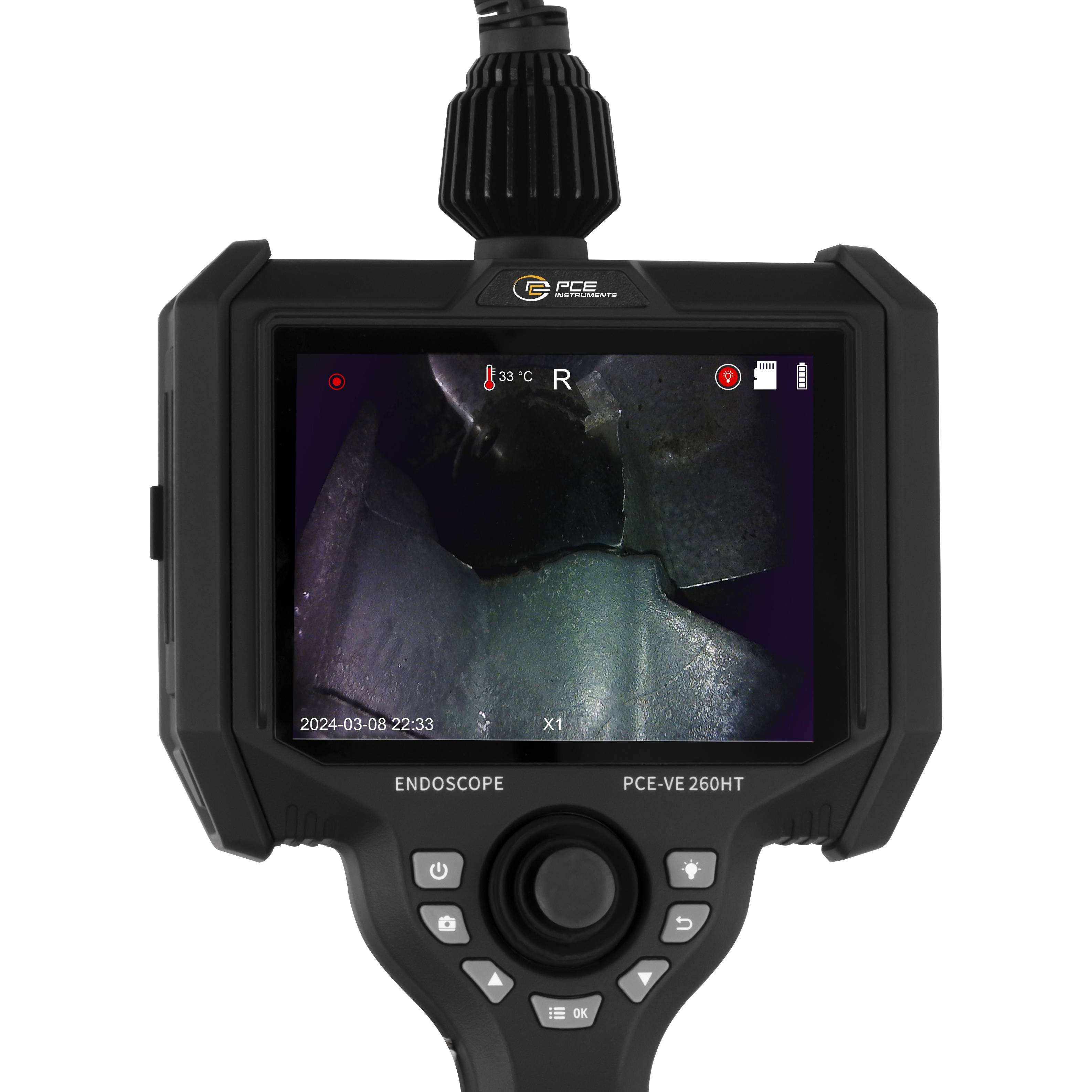 PCE Instruments Endoskopkamera PCE-VE 260HT |4-Wege Kamerakopf |Kamerakabel 2 m|Kamerakopf Ø6 mm |HDMI |Speicher |IP67