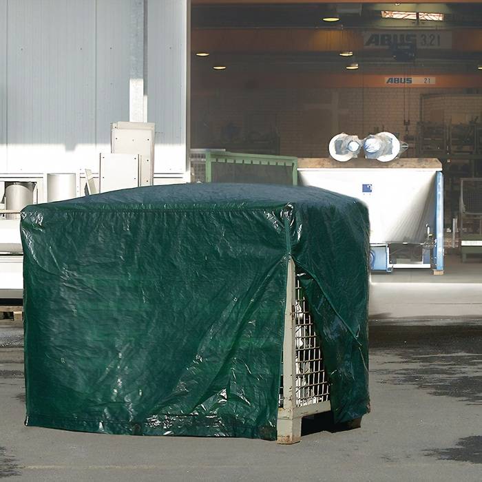 Gitterboxabdeckhaube B.850xL.1250mm grün G.3,8kg m.Reißverschluss