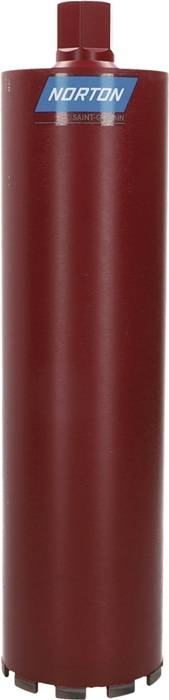 Eine hohe, zylindrische rote Kerze mit glatter Oberfläche.