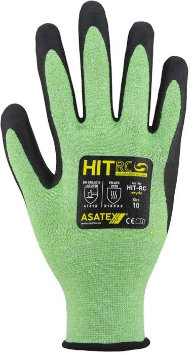 Feinstrickhandschuh HIT-RC Gr.10 grün/schwarz EN 388/EN 407/EN ISO 21420 PSA II