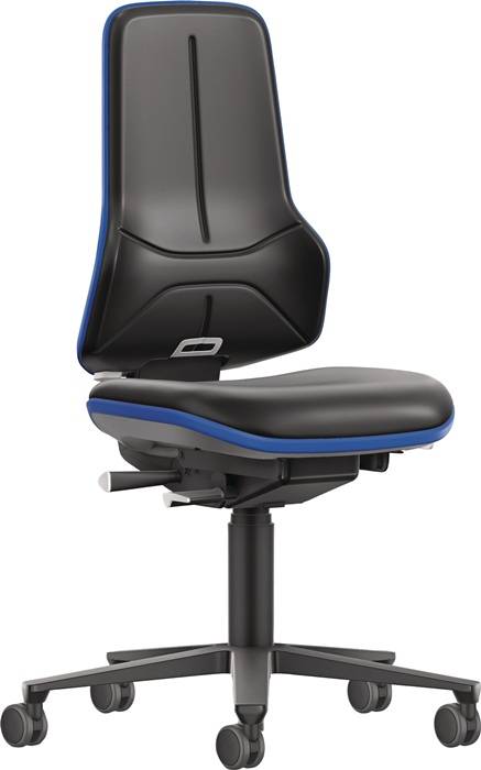 Arbeitsdrehstuhl Rl.Kunstlederpolster schwarz blau 470-640mm BIMOS