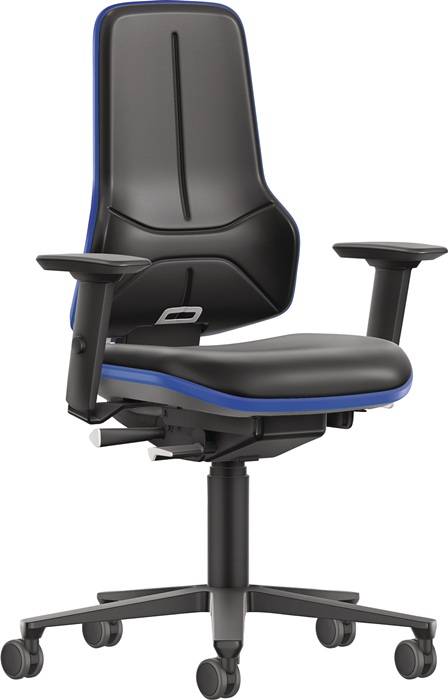 Arbeitsdrehstuhl Rl.Kunstlederpolster schwarz blau 470-640mm BIMOS