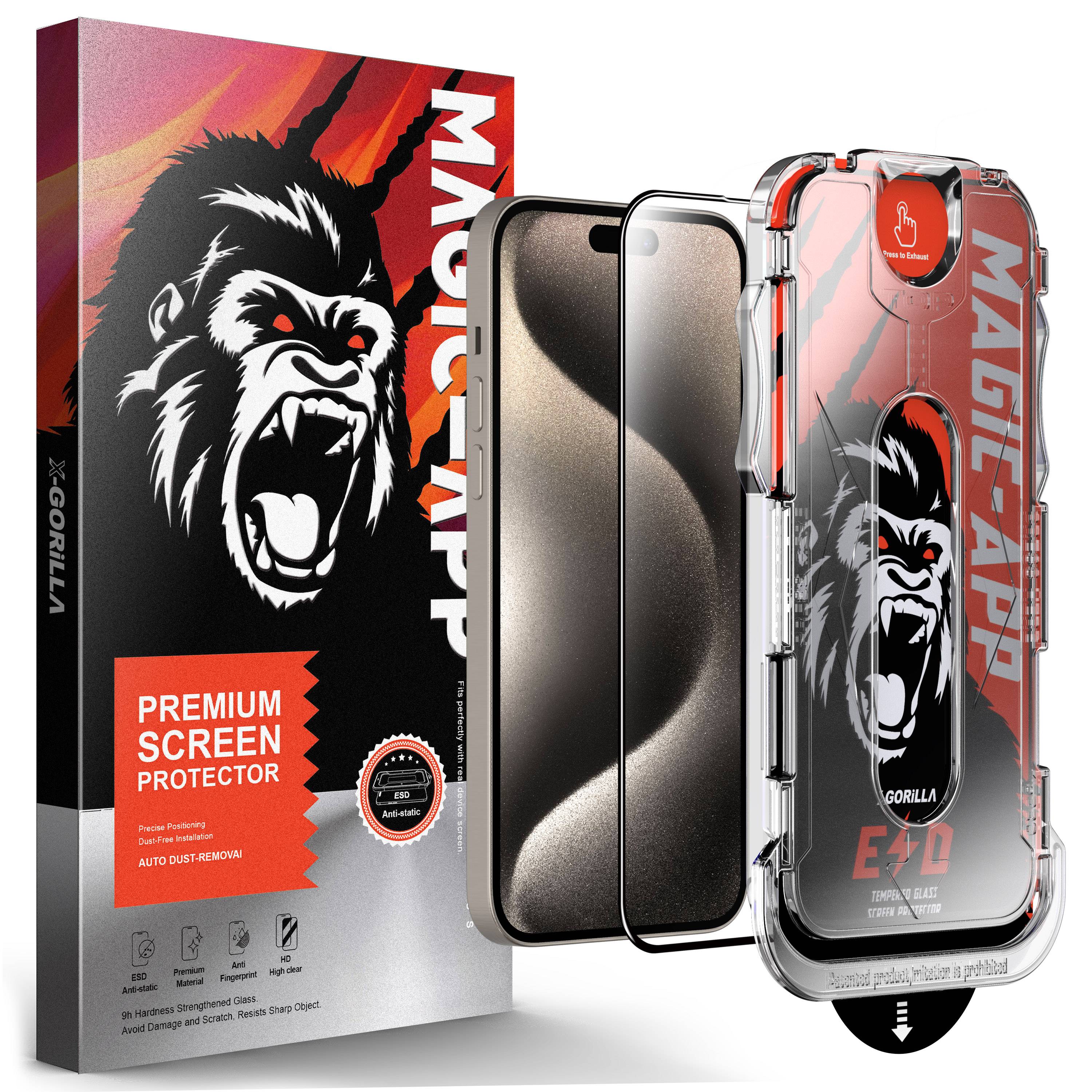 4x 9H Panzerglas für iPhone 16 Pro ANTI-SPY PRIVACY MAGIC-APP echtes Tempered X-Gorillaglas Displayschutz Schutzglas Schutzfolie Panzerfolie Screen