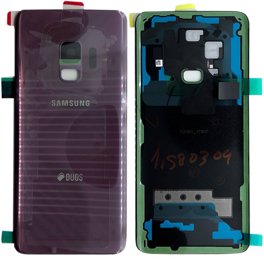 Samsung GH82-15875B Akkudeckel Deckel für Galaxy S9 Duos + Klebepad Lilac Purple Lila Neu
