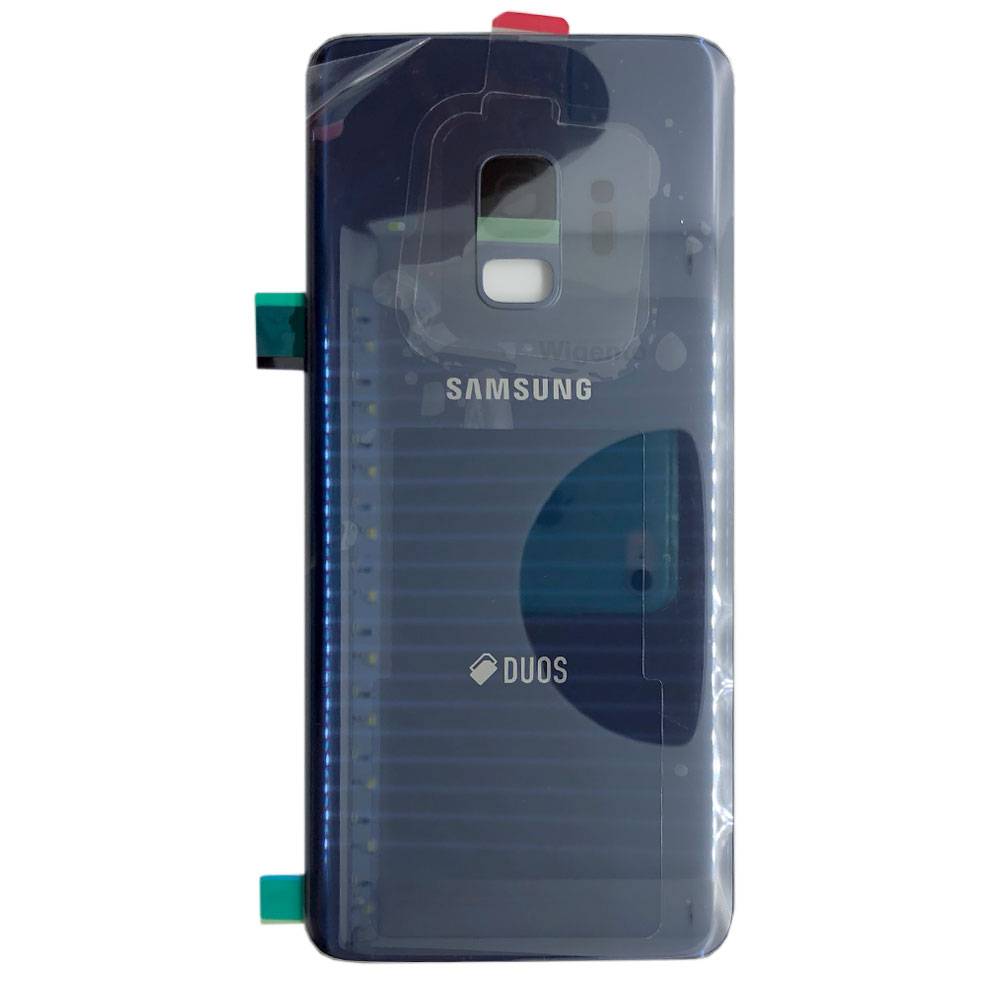 Samsung GH82-15875B Akkudeckel Deckel für Galaxy S9 Duos + Klebepad Blau Blue Neu