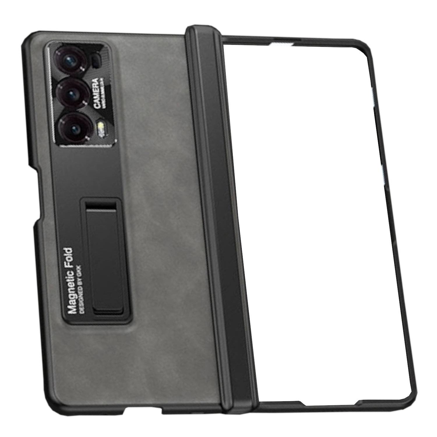 Für Honor Magic V2 GKK Frosted Handy Schutz Hülle mit Halterung Grau