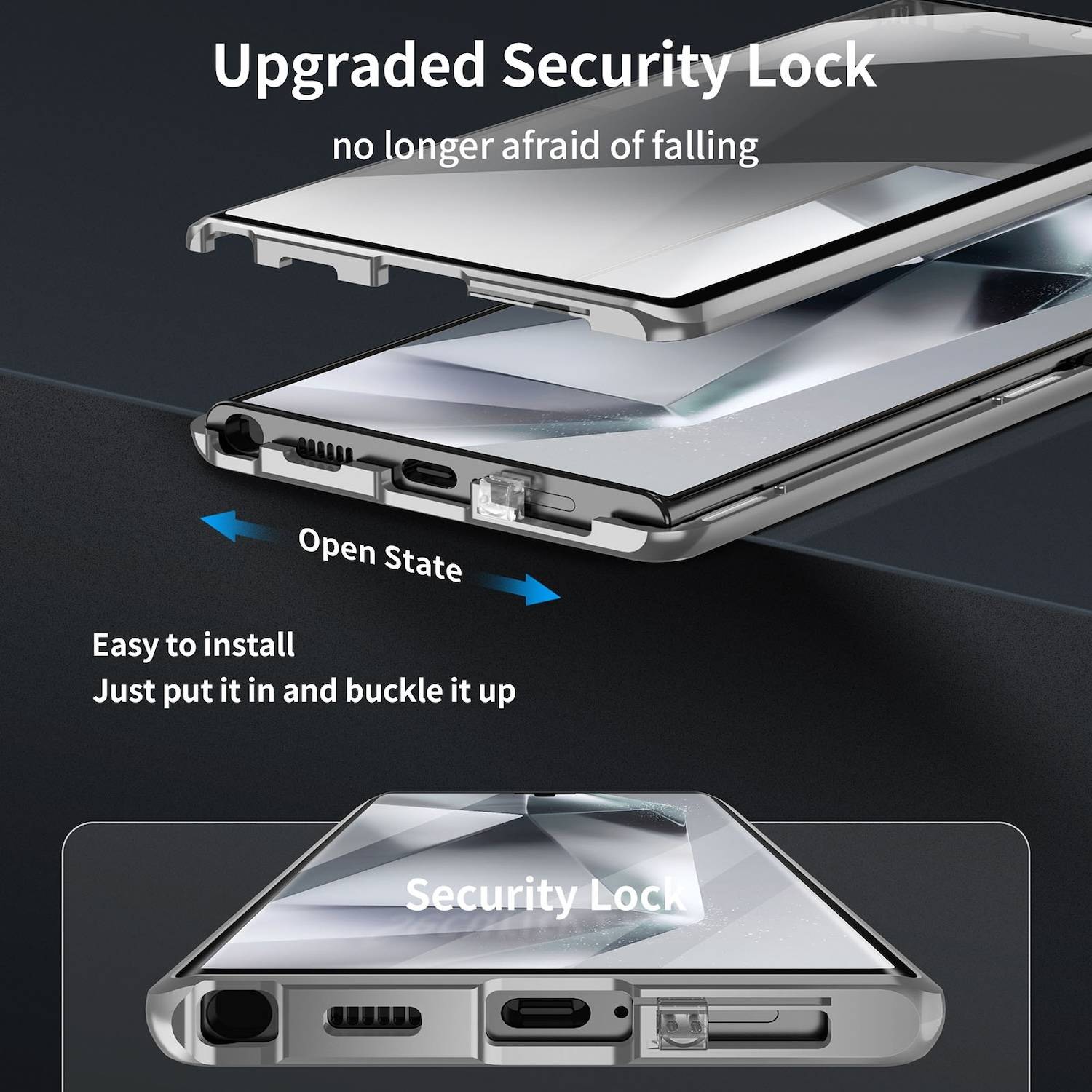 Für Samsung Galaxy S24 Ultra Full Cover MagSafe Magnet Ring / Glas Hülle Handy Tasche Bumper Silber