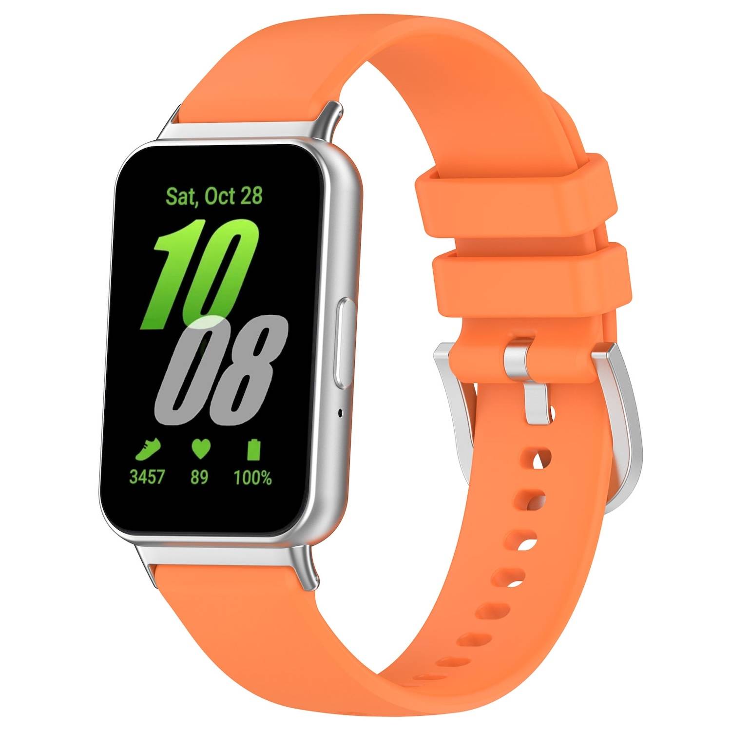 Für Samsung Galaxy Fit 3 hochwertiges Silikon Armband Metall Connector Orange
