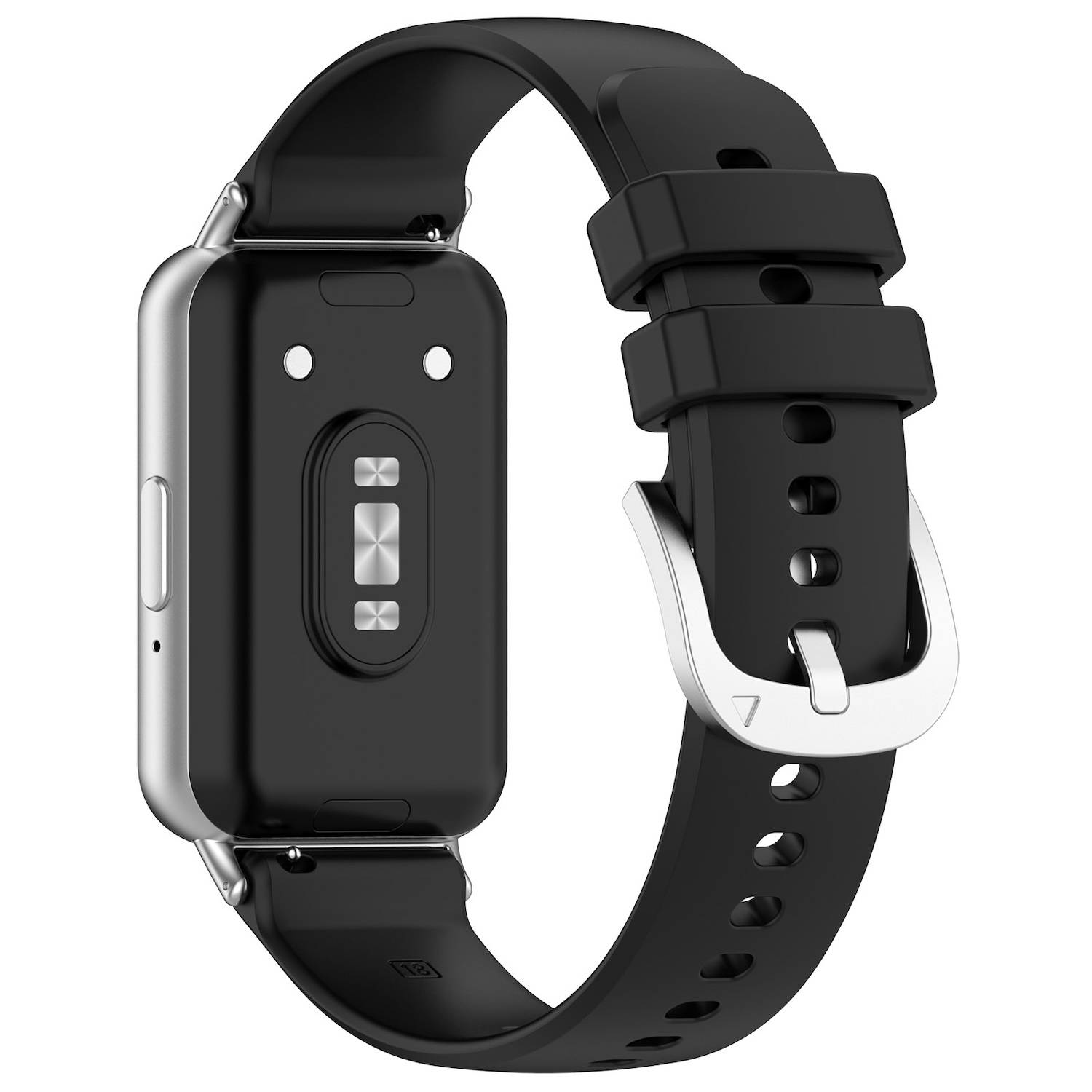 Für Samsung Galaxy Fit 3 hochwertiges Silikon Armband Metall Connector Schwarz