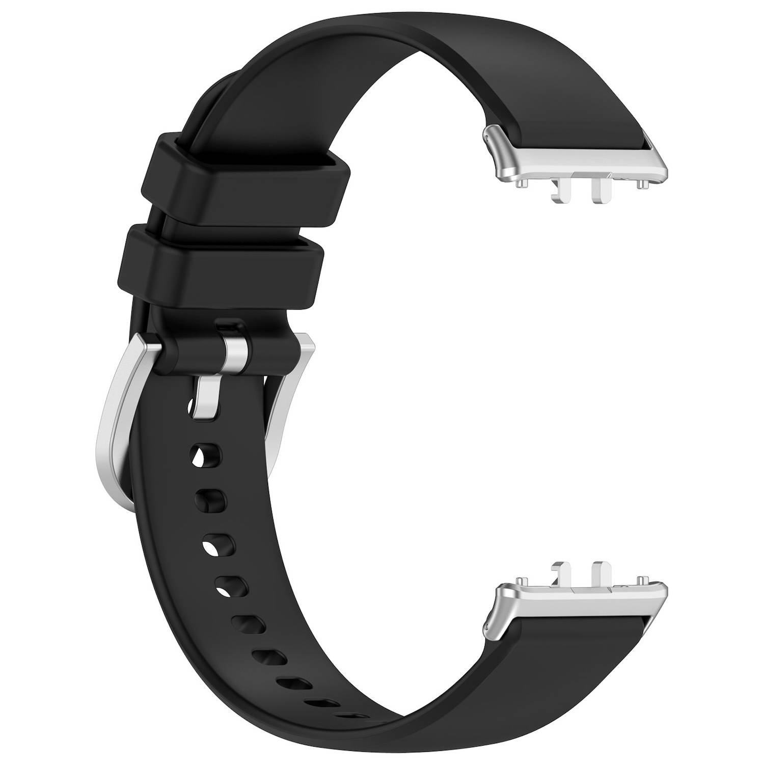 Für Samsung Galaxy Fit 3 hochwertiges Silikon Armband Metall Connector Schwarz
