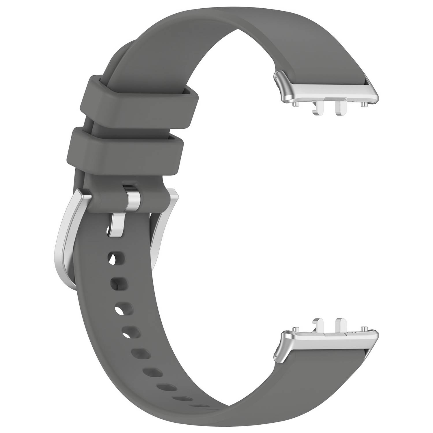 Für Samsung Galaxy Fit 3 hochwertiges Silikon Armband Metall Connector Grau