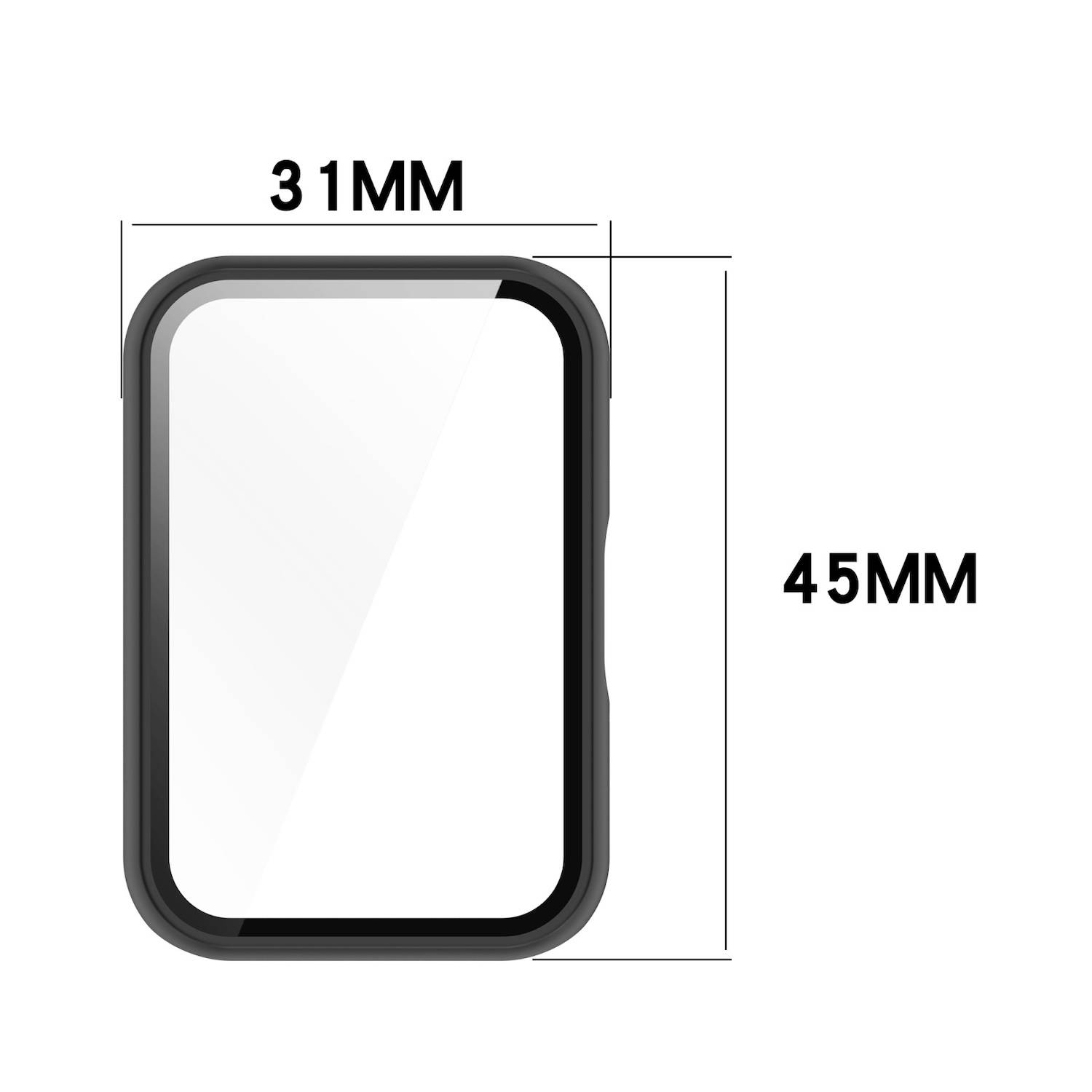 Für Samsung Galaxy Fit 3 Kunststoff Smart Watch Hülle + H9 Schutzglas Schwarz