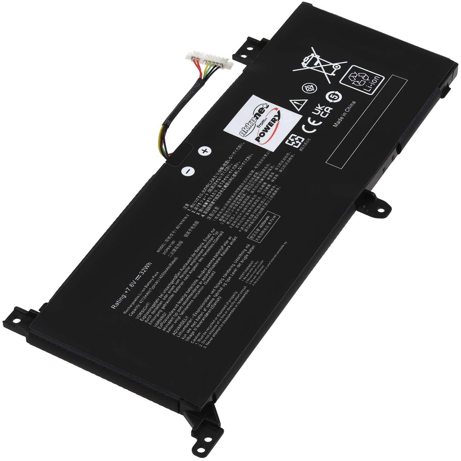 Powery Akku für Asus V4000D Laptop, 7,6V, Li-Polymer