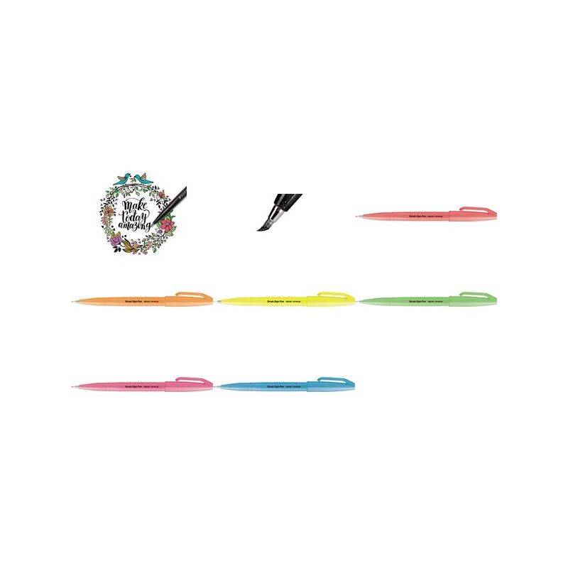 PentelArts Faserschreiber Brush Sign Pen SES15, neonrot