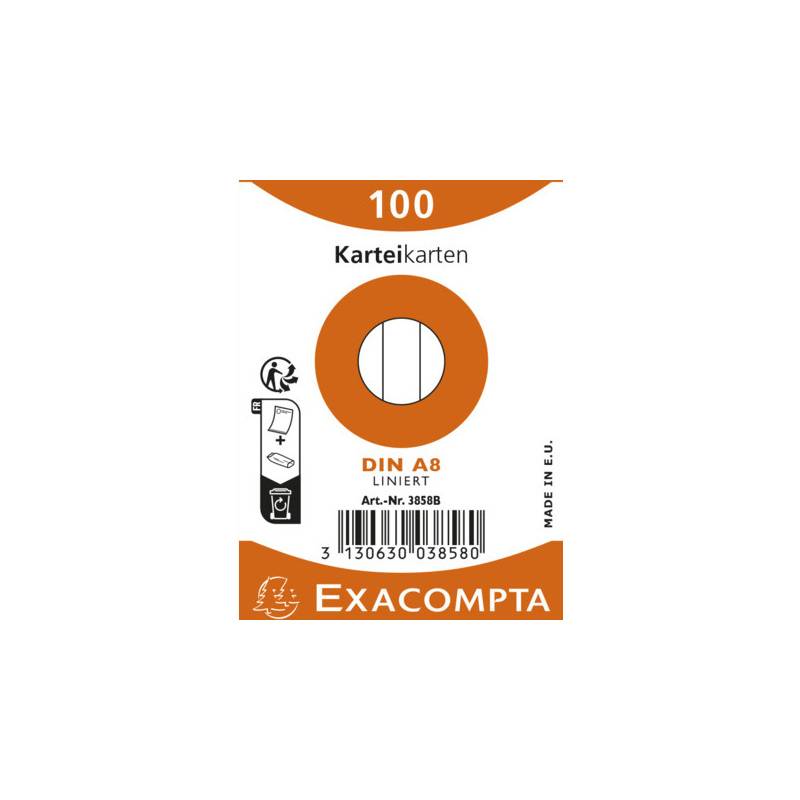 EXACOMPTA Karteikarten, DIN A8, liniert, farbig sortiert