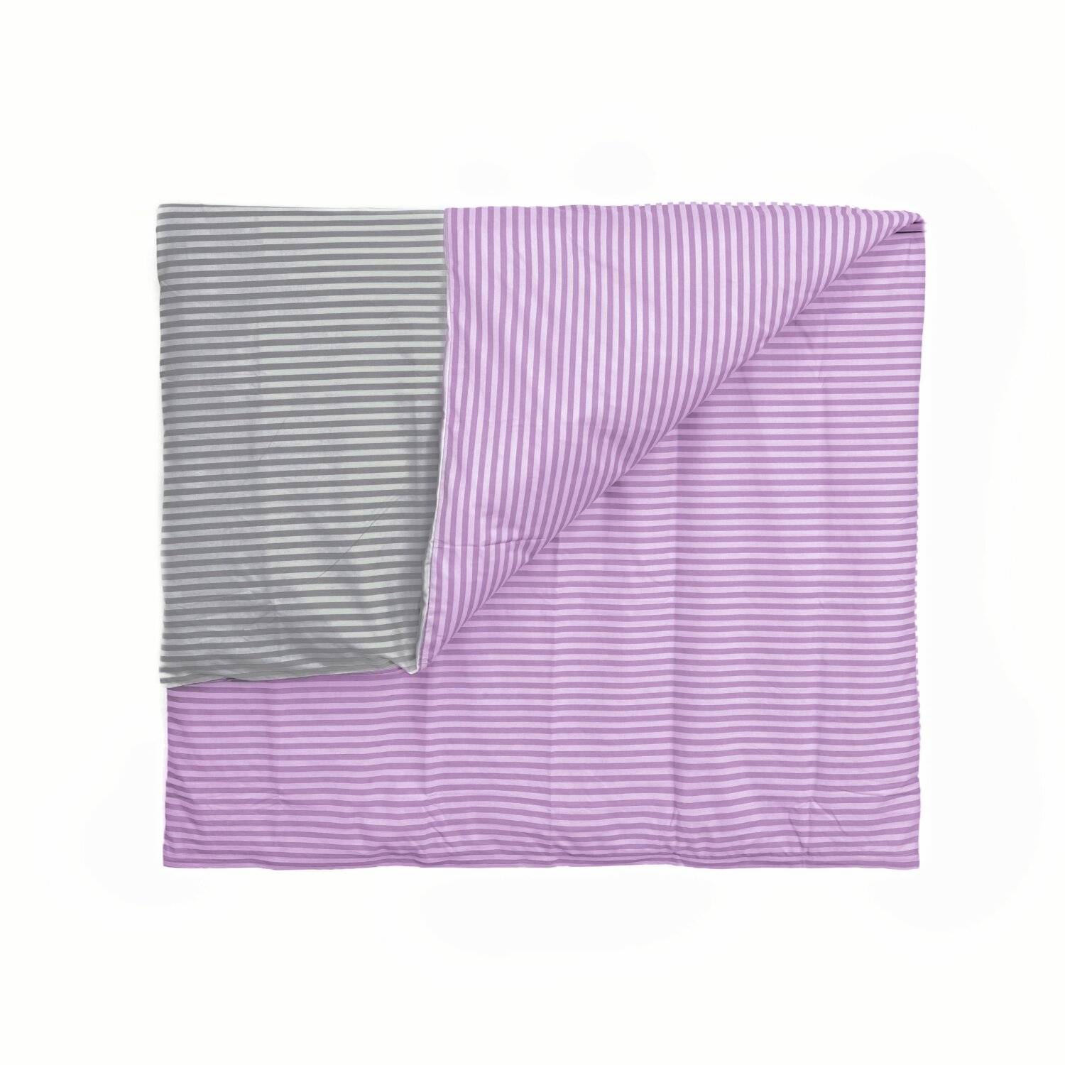 Gestreifte Bettwäsche mit Reißverschluss 155x220 cm, Kissenbezug 80x80 cm Lila