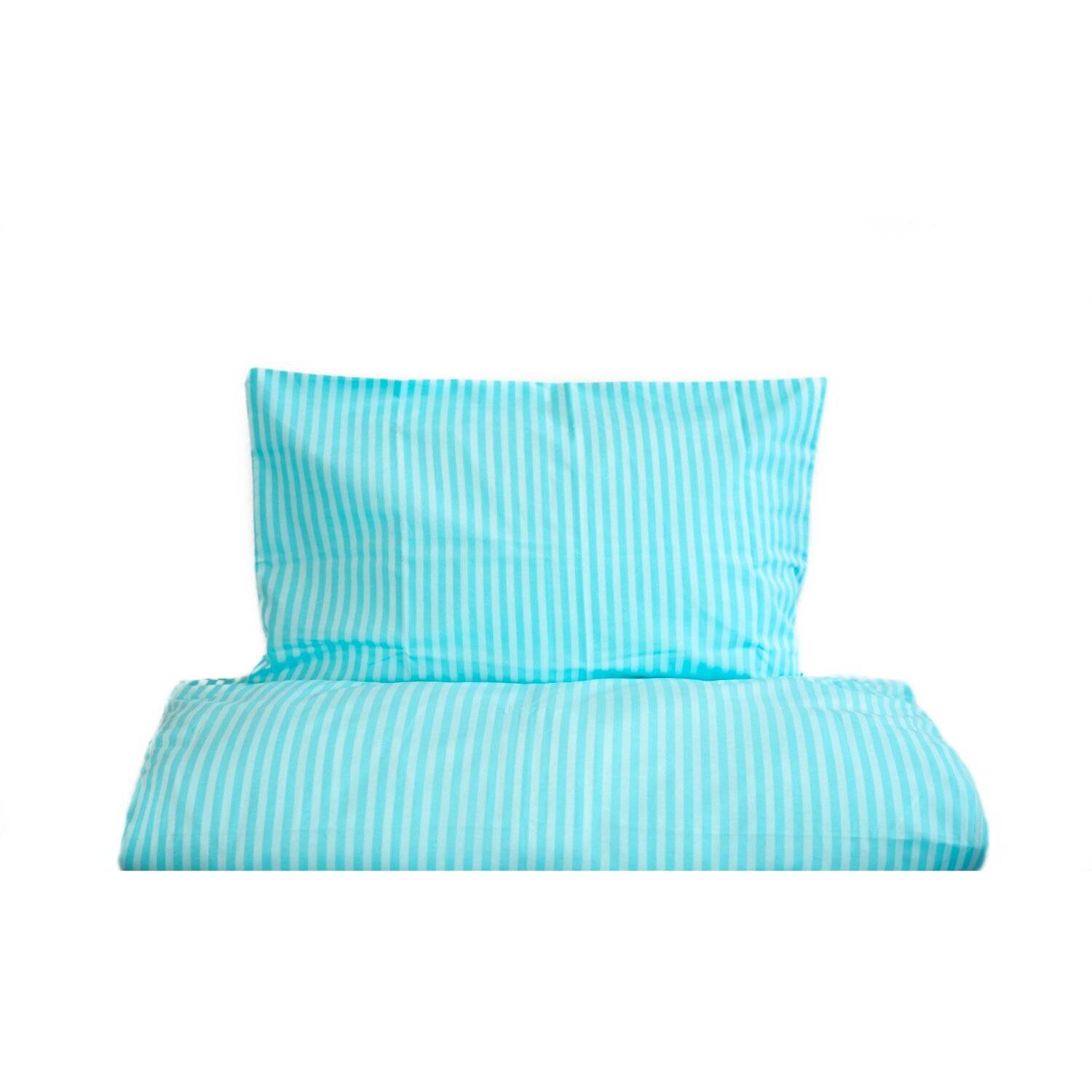 Gestreifte Bettwäsche mit Reißverschluss 155x200 cm, Kissenbezug 80x80 cm Petrol