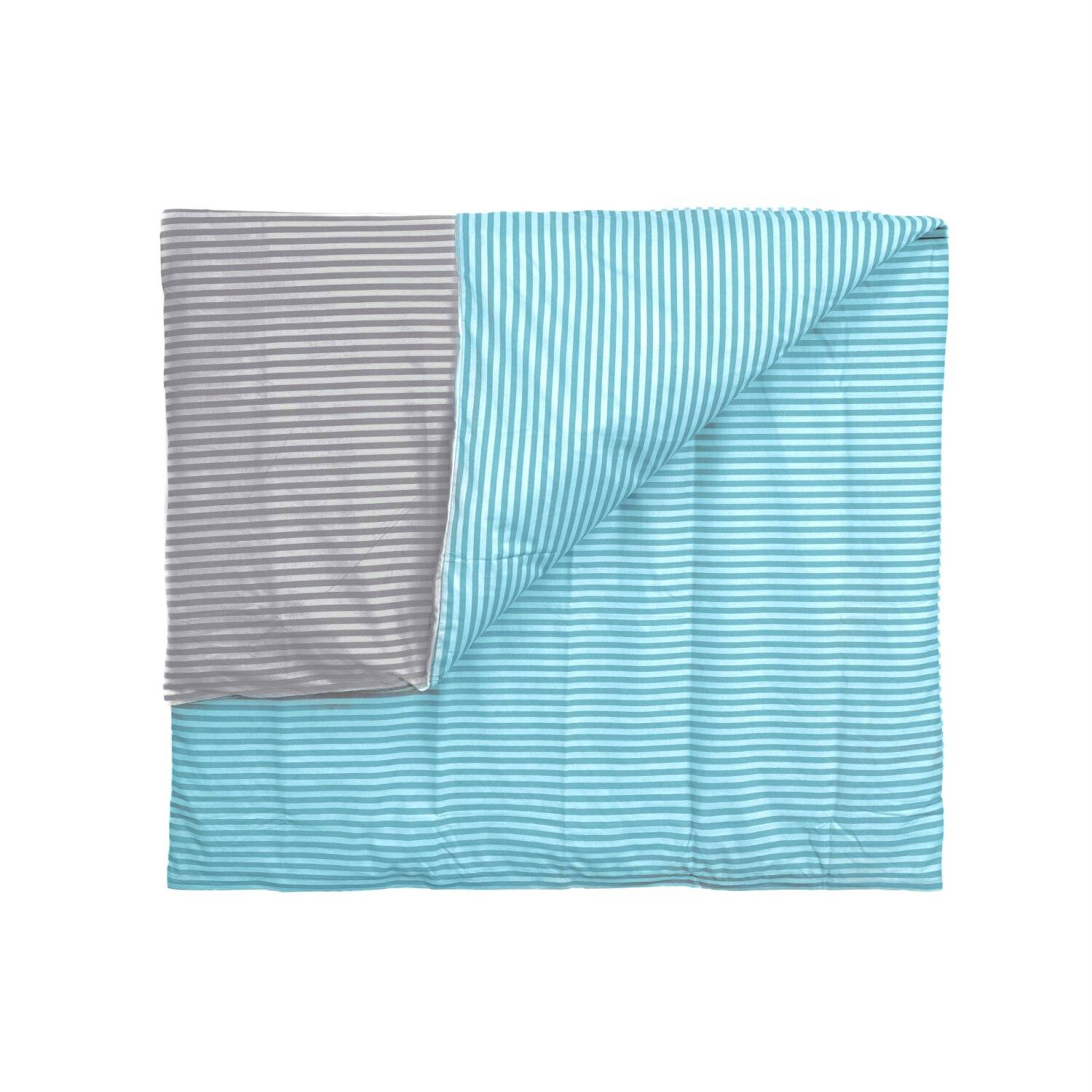 Gestreifte Bettwäsche mit Reißverschluss 135x200 cm, Kissenbezug 80x80 cm Petrol