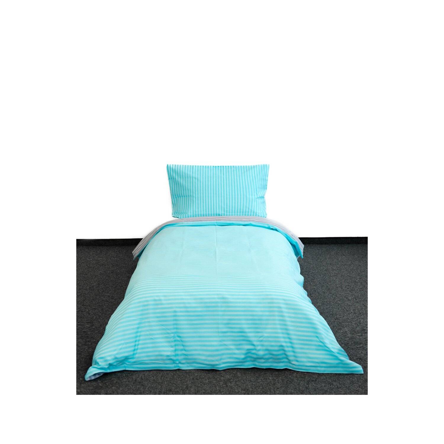 Gestreifte Bettwäsche mit Reißverschluss 135x200 cm, Kissenbezug 80x80 cm Petrol