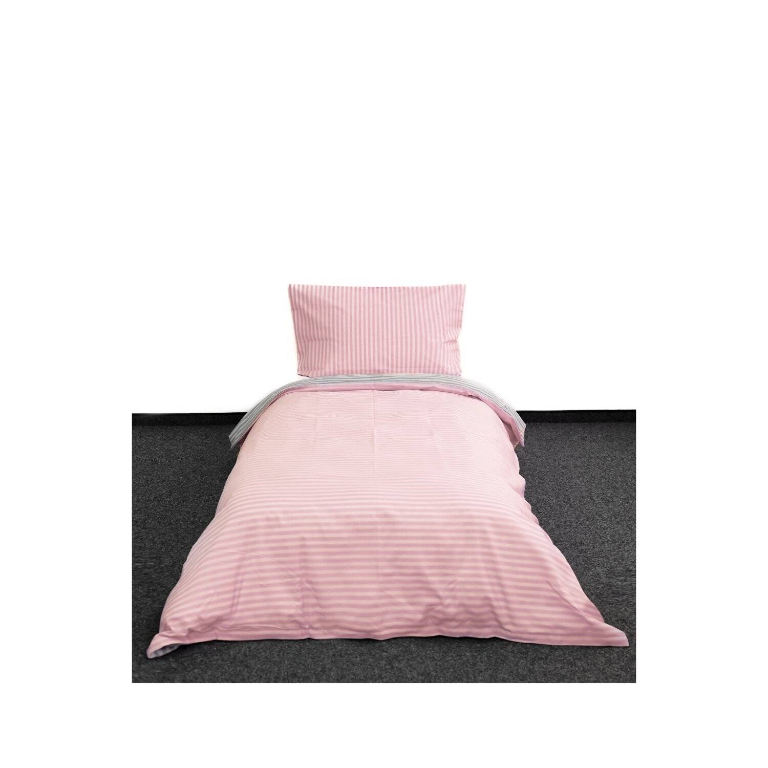 Gestreifte Bettwäsche mit Reißverschluss 155x200 cm, Kissenbezug 80x80 cm Rosa