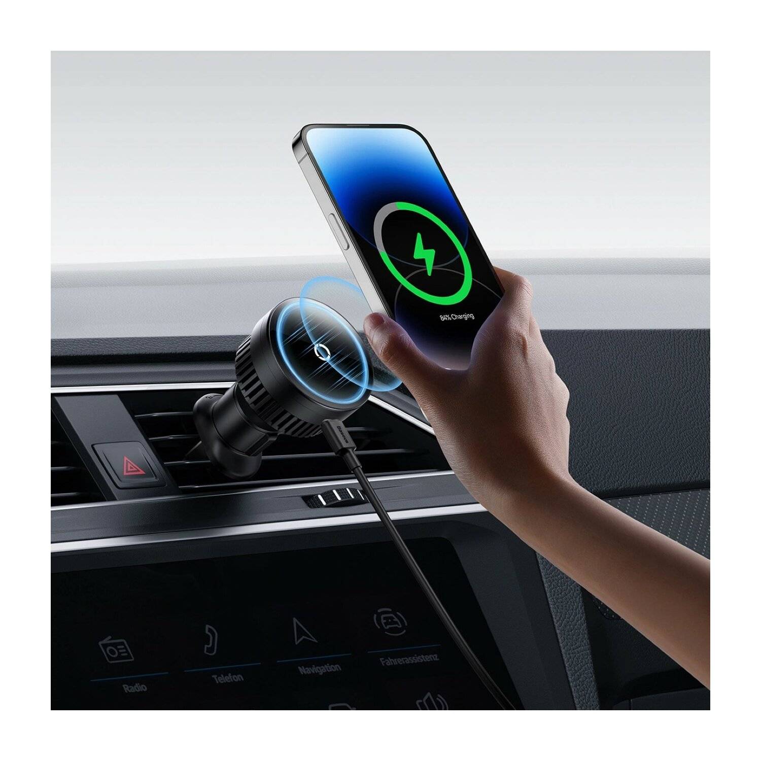Baseus MagPro Series Autohalterung mit 15-W-Induktionsladegerät für Lüftungsschlitze – Schwarz