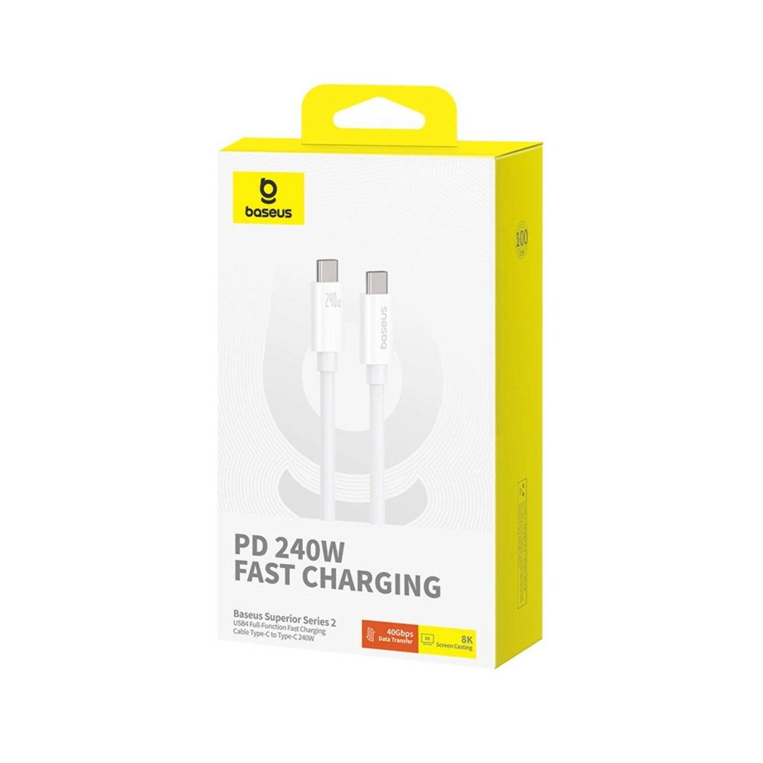 Baseus CB000068 USB-C – USB-C-Kabel 240 W PD 8K 60 Hz 1 m – Weiß