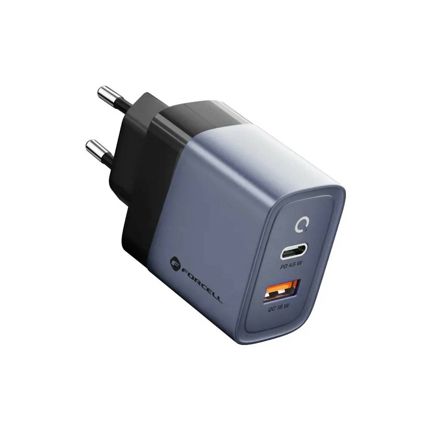 Forcell F-Energy Ladegerät mit USB C und USB A Buchsen - 4A 45W mit PD und Quick Charge 4.0 Funktion