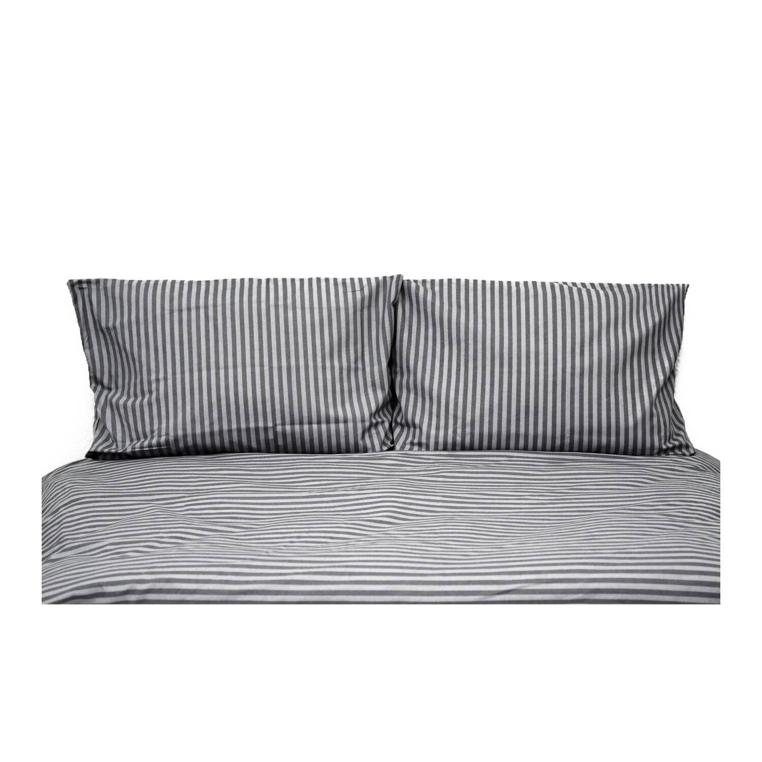 Gestreifte Bettwäsche mit Reißverschluss 200x200 cm, 2x Kissenbezug 80x80 cm Grau