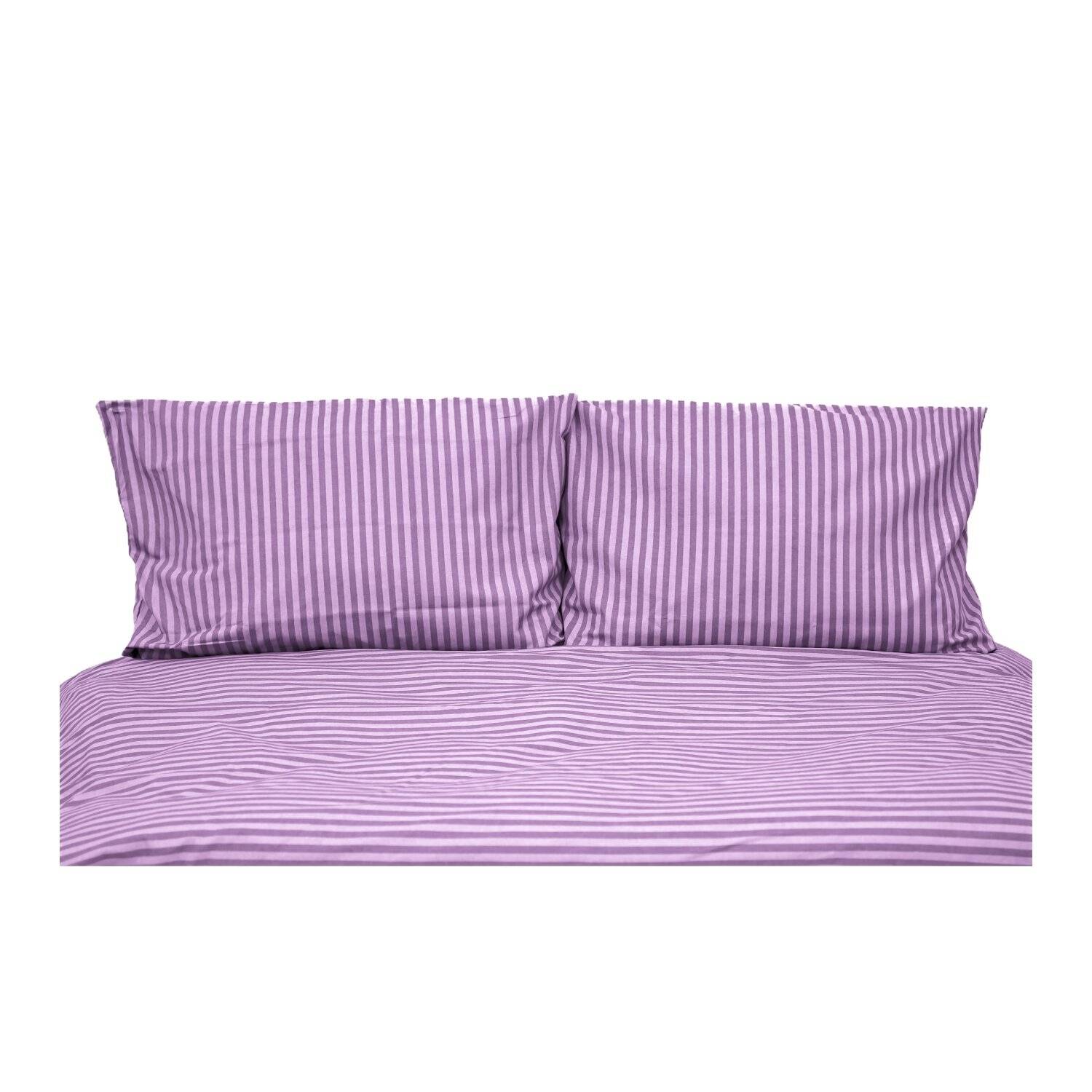 Gestreifte Bettwäsche mit Reißverschluss 200x200 cm, 2x Kissenbezug 80x80 cm Lila