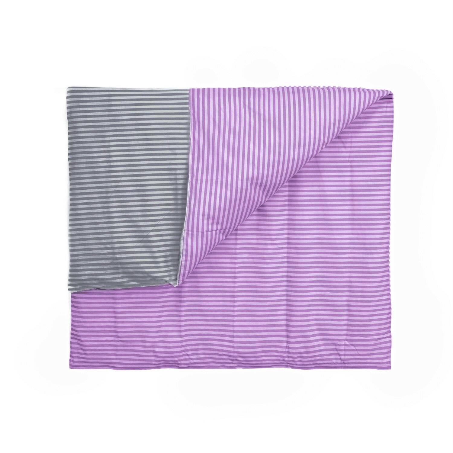 Gestreifte Bettwäsche mit Reißverschluss 200x200 cm, 2x Kissenbezug 80x80 cm Lila