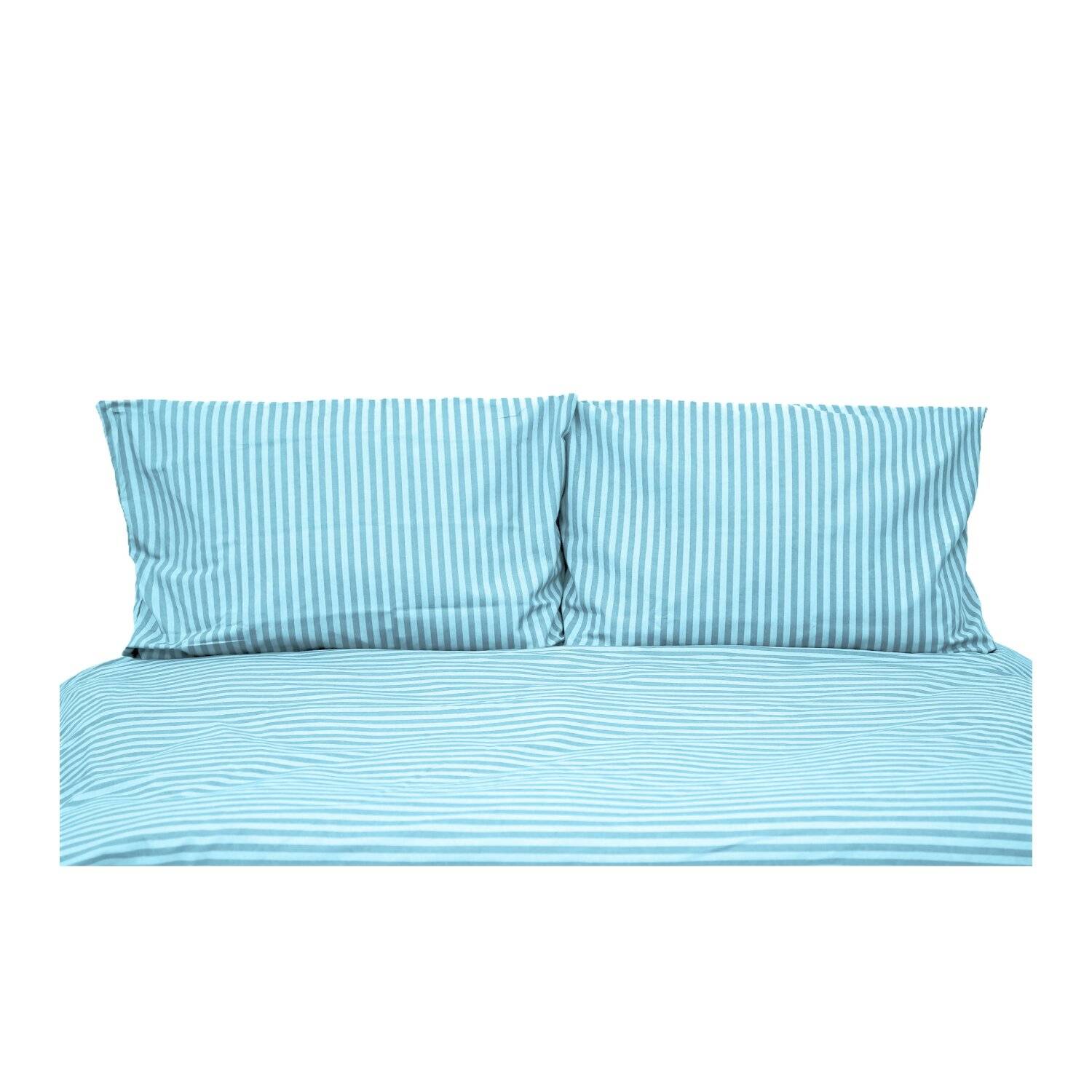 Gestreifte Bettwäsche mit Reißverschluss 200x200 cm, 2x Kissenbezug 80x80 cm Petrol