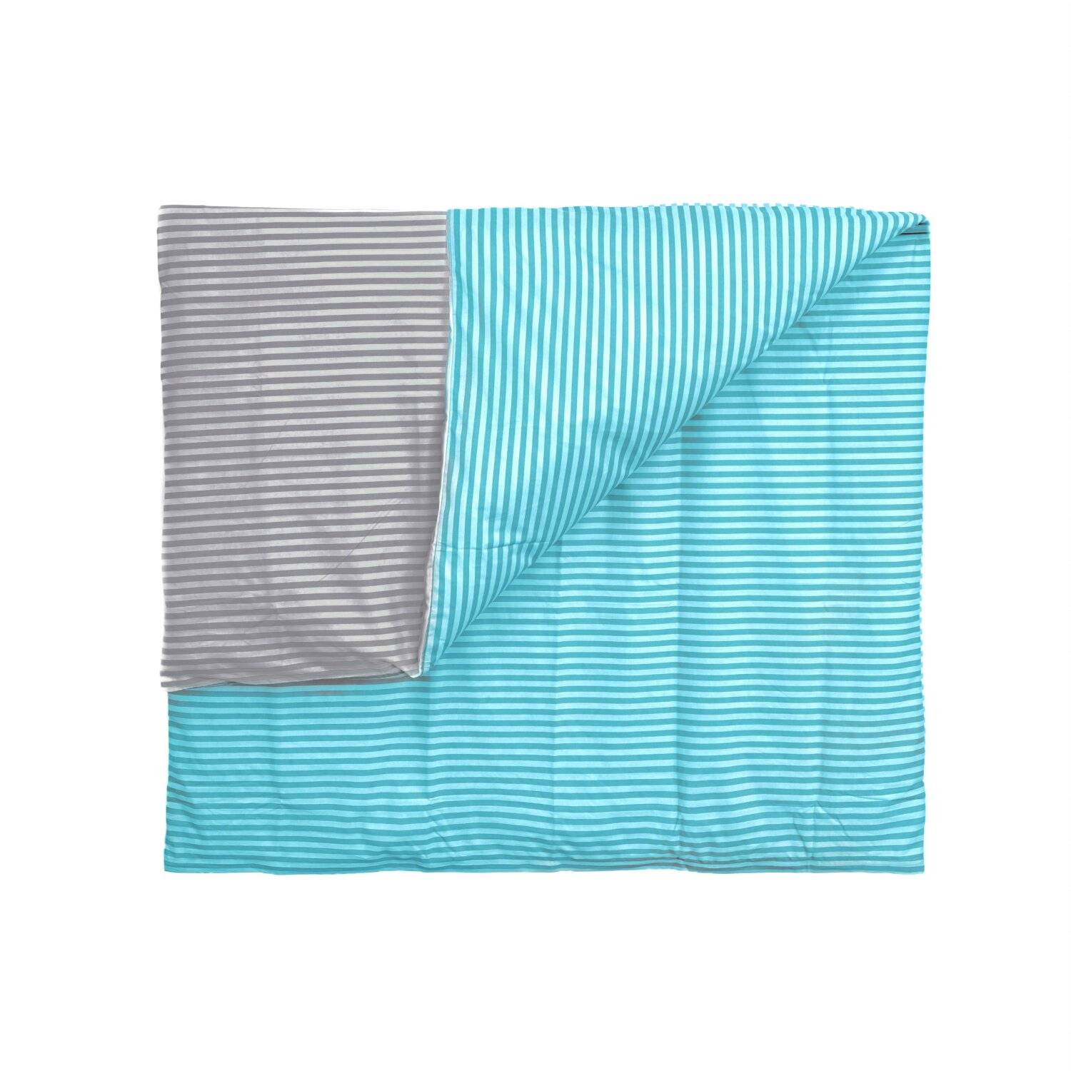 Gestreifte Bettwäsche mit Reißverschluss 200x200 cm, 2x Kissenbezug 80x80 cm Petrol