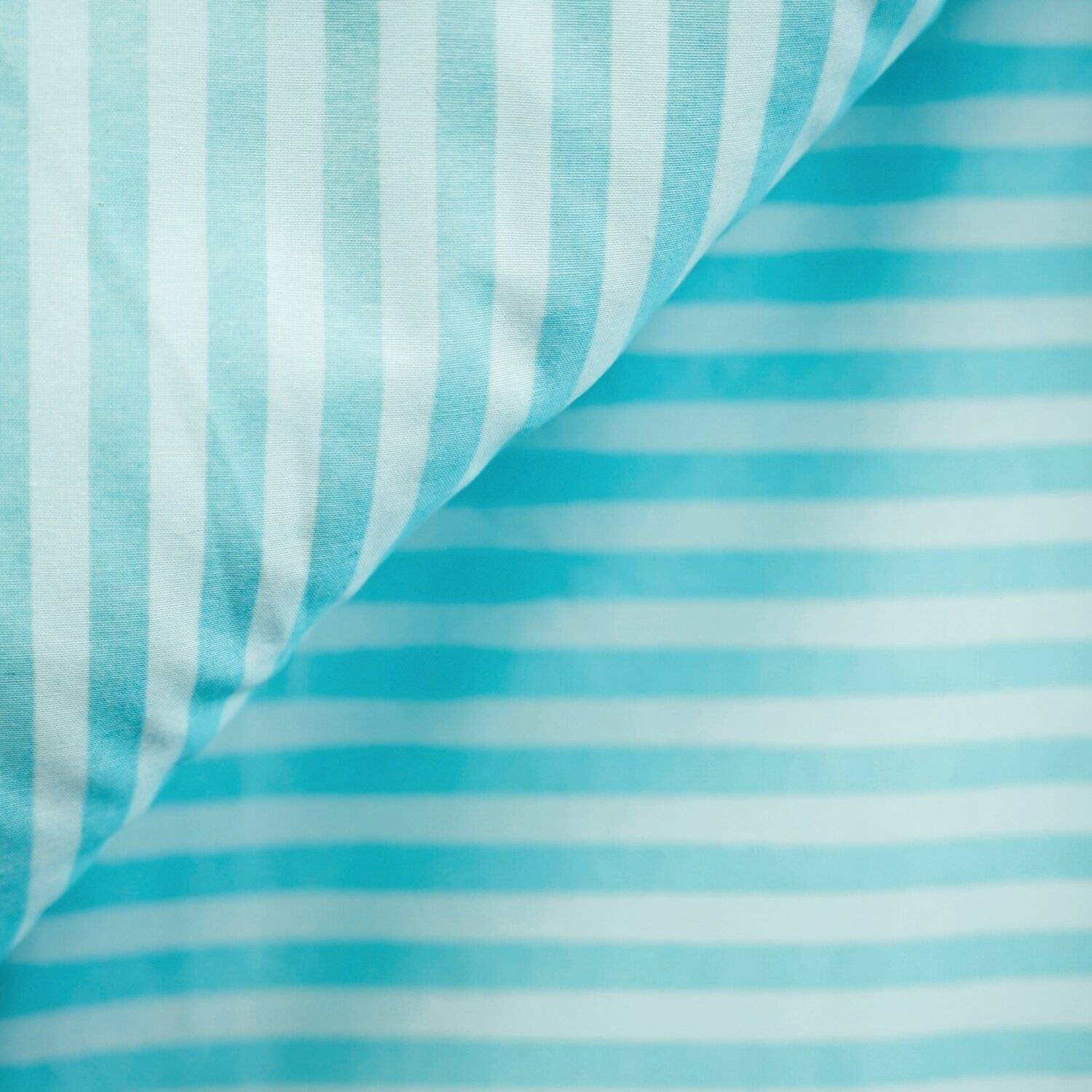 Gestreifte Bettwäsche mit Reißverschluss 200x200 cm, 2x Kissenbezug 80x80 cm Petrol