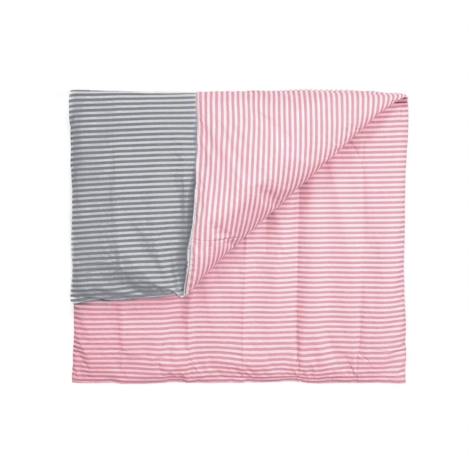 Gestreifte Bettwäsche mit Reißverschluss 200x200 cm, 2x Kissenbezug 80x80 cm Rosa