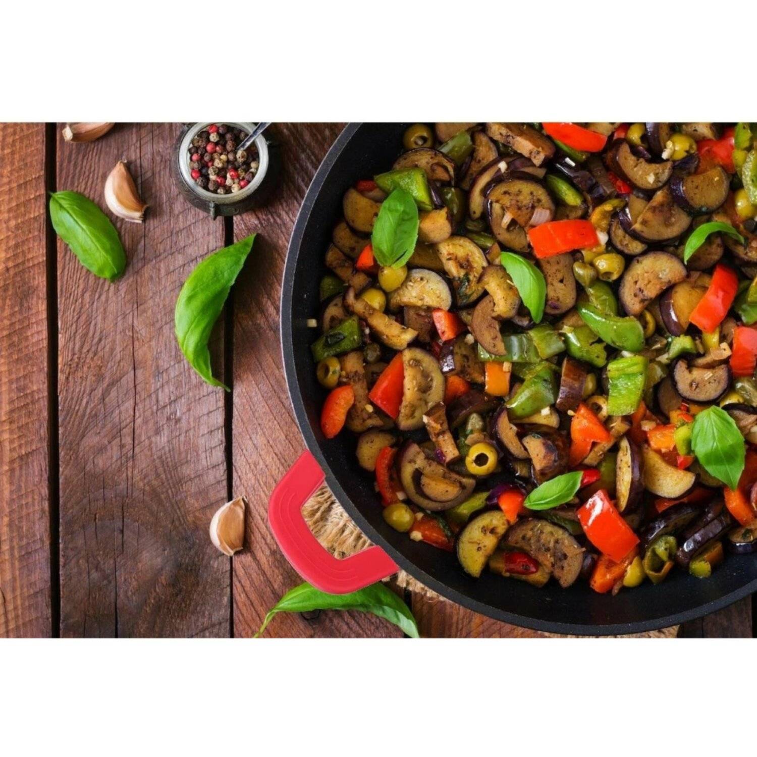 8 tlg Kochtopf Set Topf Induktion Anti Haft 20-24-28-32cm Geschirrset Rot