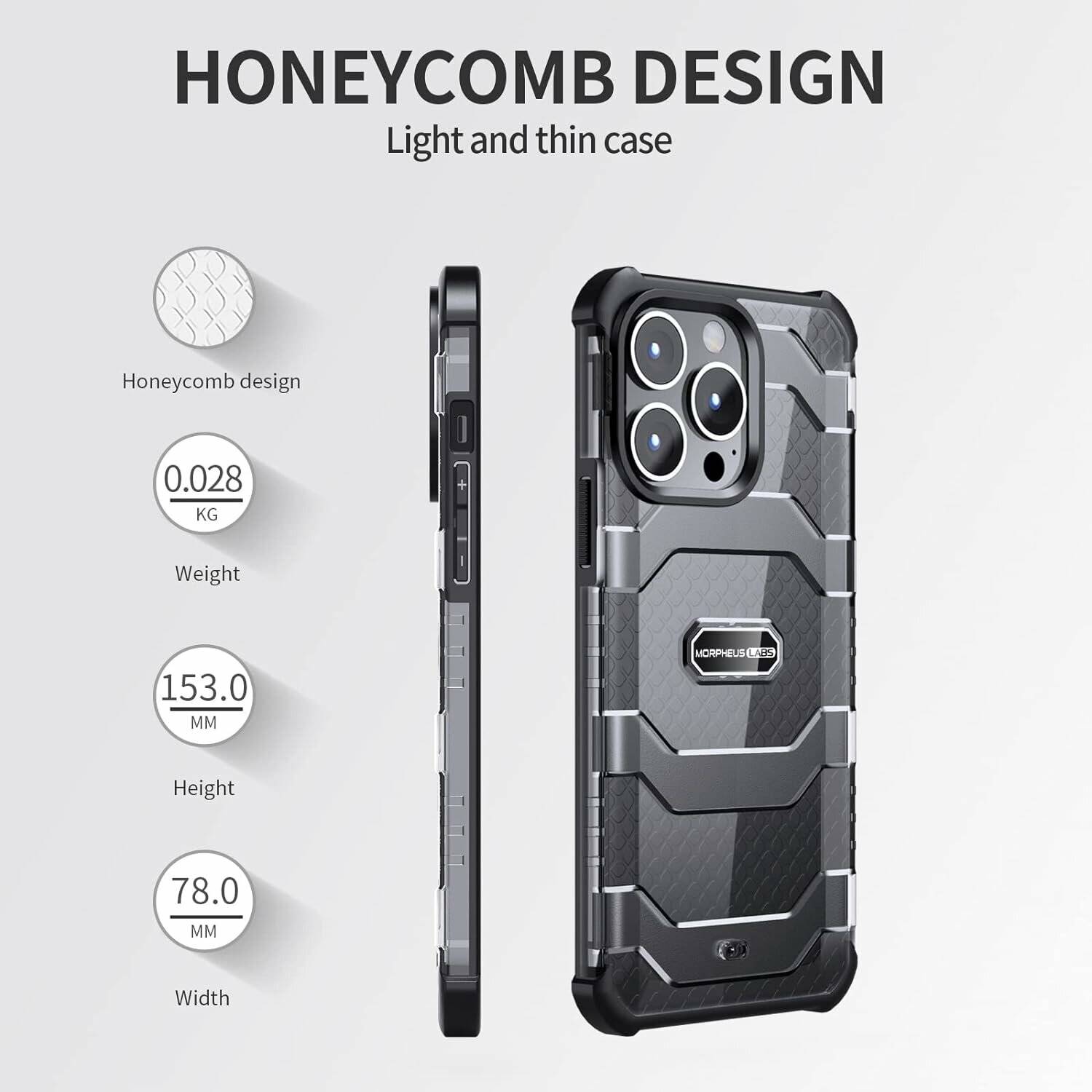 Morpheus Qlip Neo Case kompatibel mit iPhone 13 PRO - Hülle & abnehmbarem M4 M4s Mount Adapter Kameraschutz Schwarz