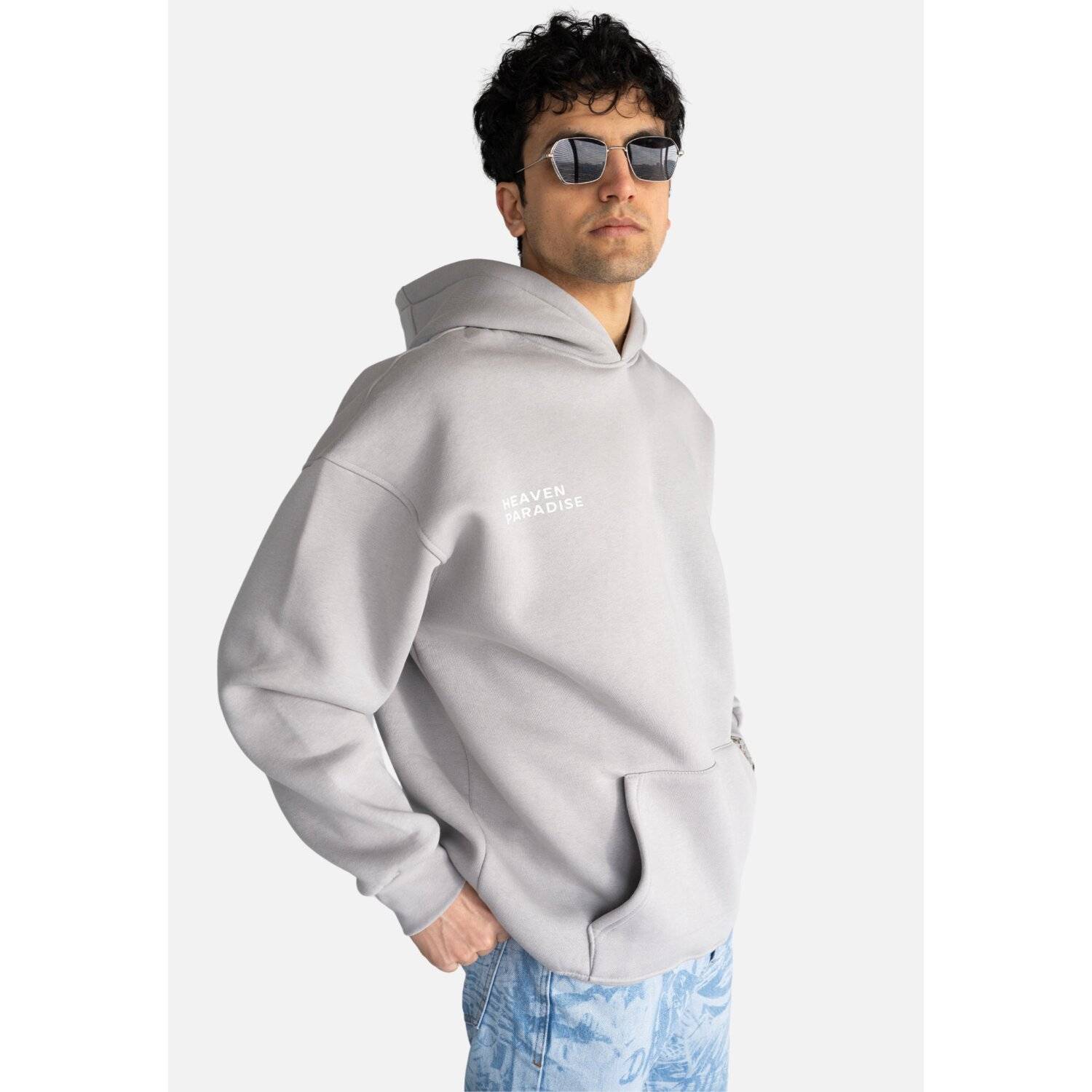 Unisex Oversize Paradise fleece Hoodie L Grau