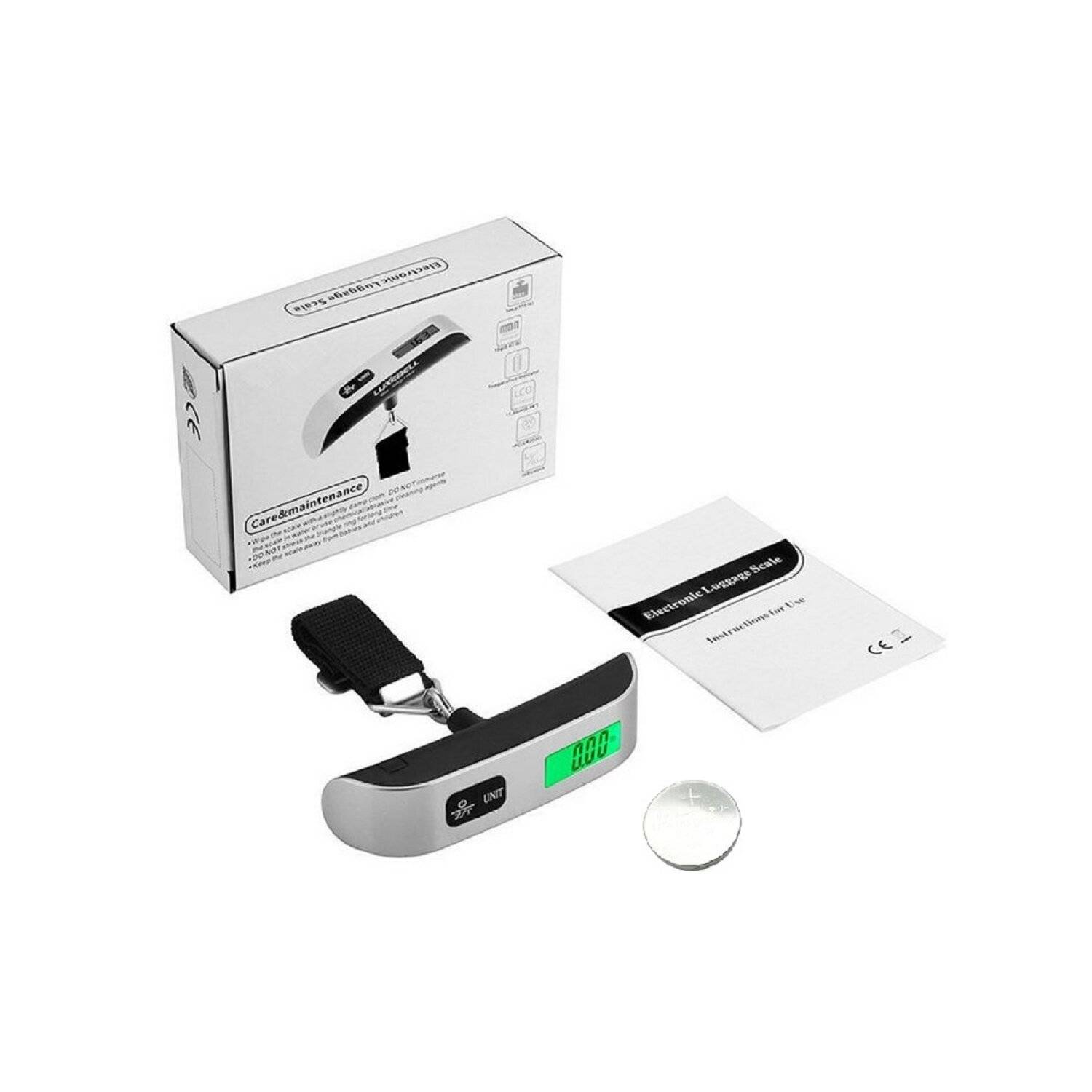 Cheffinger Digitale LCD-Kofferwaage inkl. Batterie Gepäckwaage Hängewaage Handwaage 50Kg