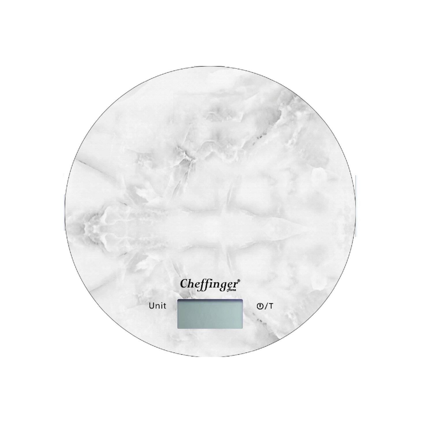 Cheffinger 5 Kg LCD-Display Küchenwaage Glass Marmor Weiß Design Antirutsch Backwaage Waage