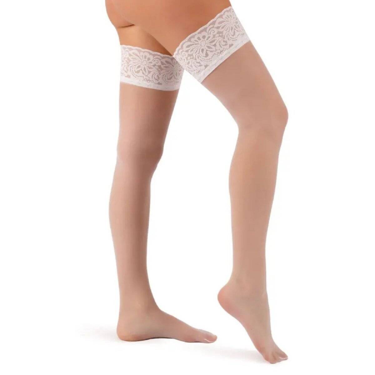 Aurellie Zeitlose Eleganz: hold up stockings halterlose Strümpfe Stay-up Strümpfe 20 Den Weiß 3XL/4XL