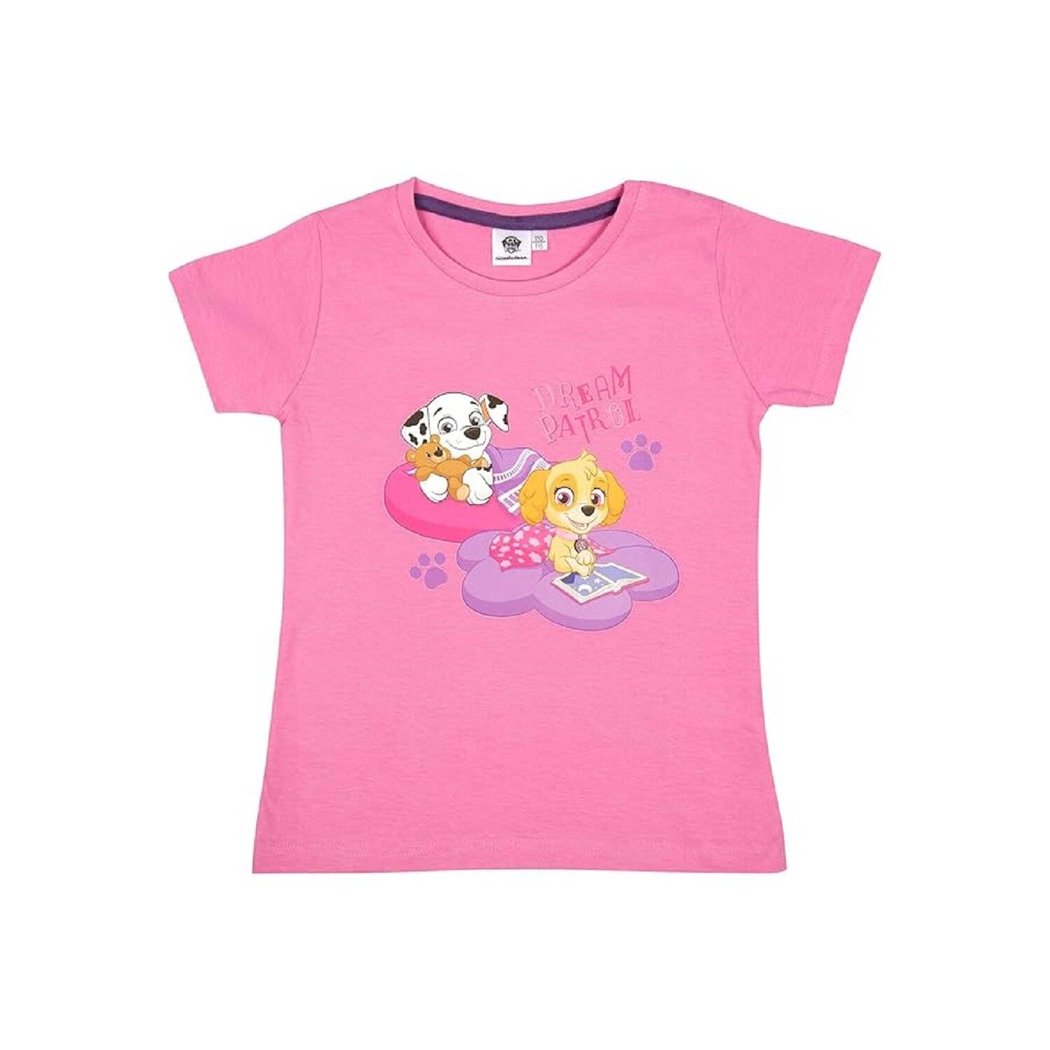 Schlafanzug für Mädchen - 110/116 Dream Patrol Kinder Pyjama Set Kurzarm Oberteil mit Hose Rosa/Lila