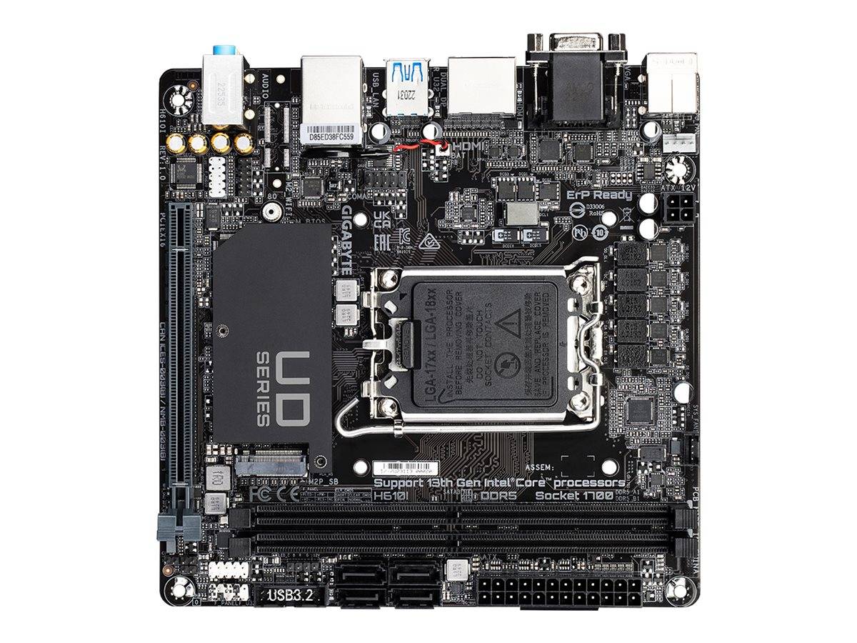 Gigabyte H610I - 1.0 - Motherboard - Mini-ITX - LGA1700-Sockel - H610 Chipsatz - USB 3.2 Gen 1 - Gigabit LAN - Onboard-G