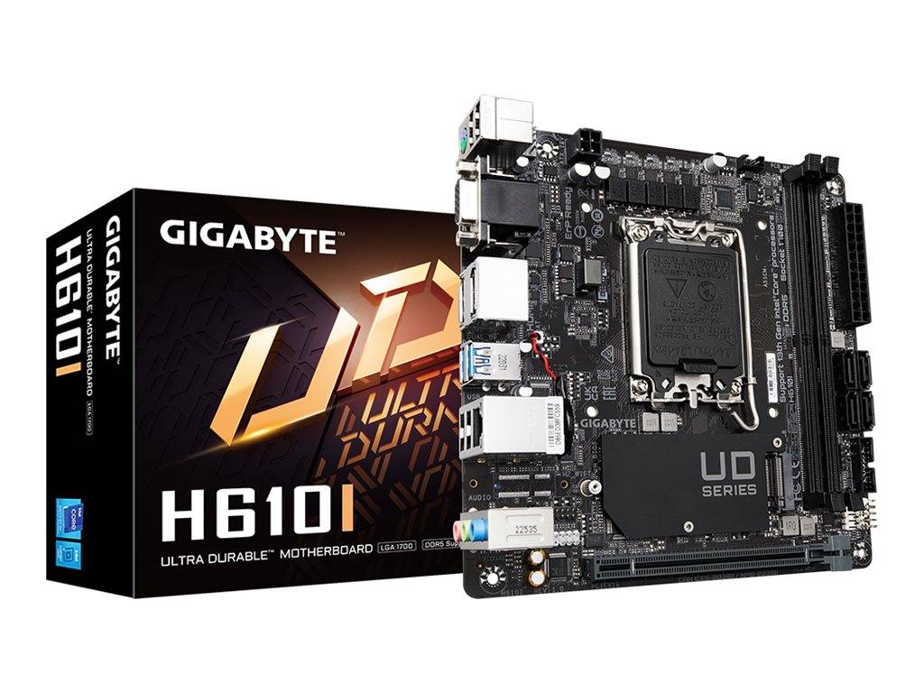 Gigabyte H610I - 1.0 - Motherboard - Mini-ITX - LGA1700-Sockel - H610 Chipsatz - USB 3.2 Gen 1 - Gigabit LAN - Onboard-G