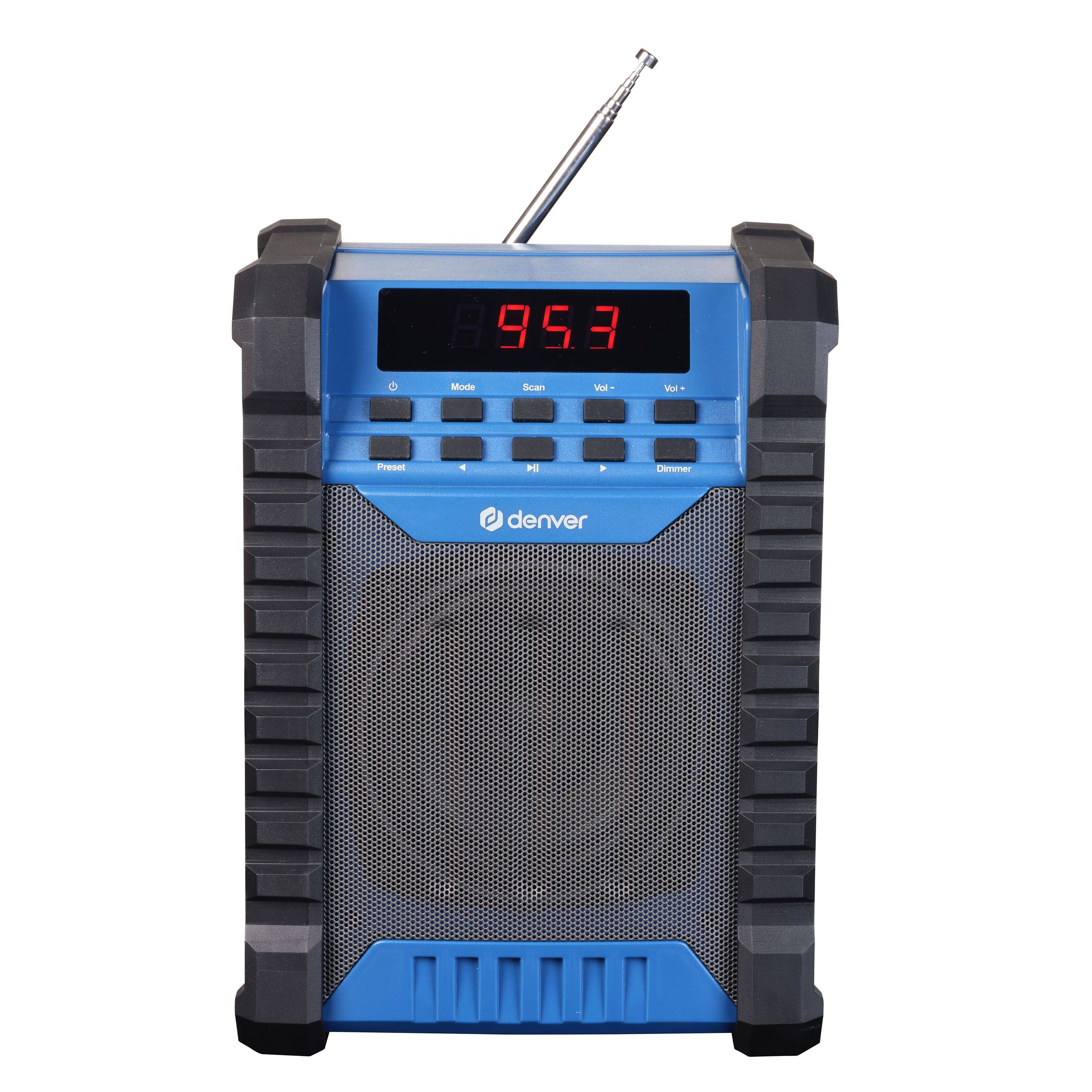 Denver WRB-60 Baustellenradio mit FM und Bluetooth, LCD Display, 2000mAh, IP54