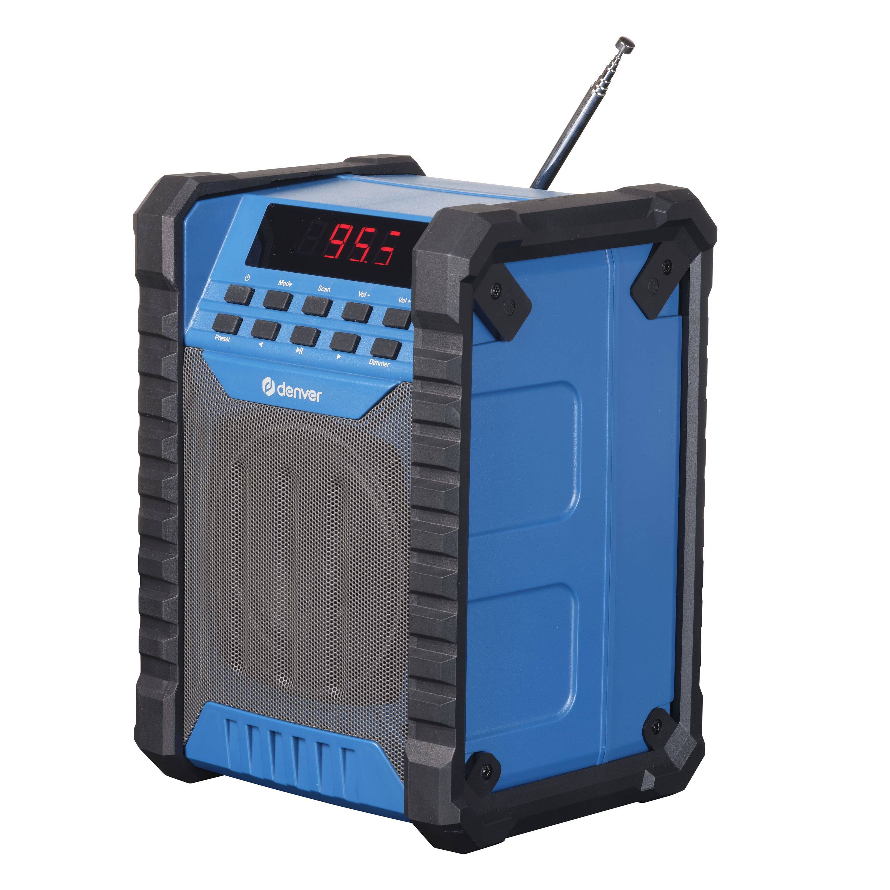 Denver WRB-60 Baustellenradio mit FM und Bluetooth, LCD Display, 2000mAh, IP54