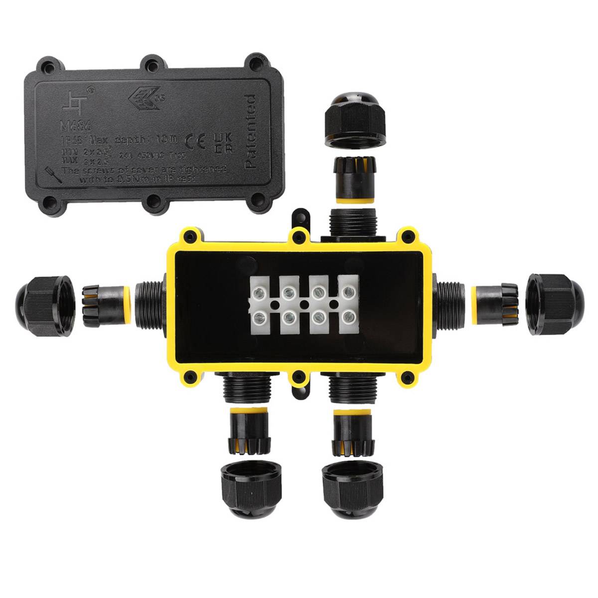 Kabeldose 5-Fach Kabelmuffe In/Outdoor Verteilerdose Abzweigdose IP68 Wasserdicht
