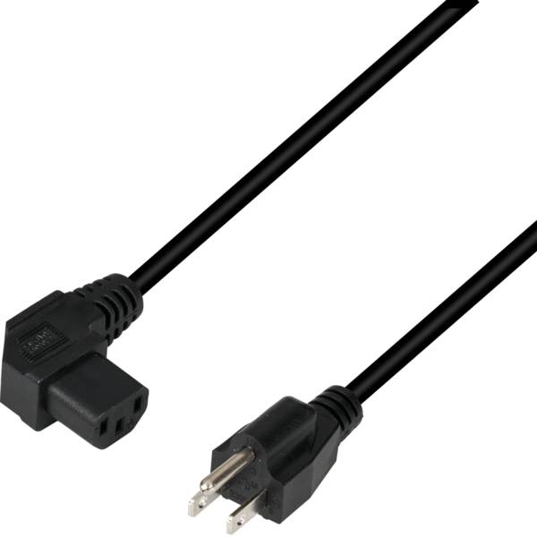Netzleitung USA/NEMA 5-15P - C13 90° -- schwarz, 1,8 m, SVT AWG18 x 3C Stromversorgung Stromkabel