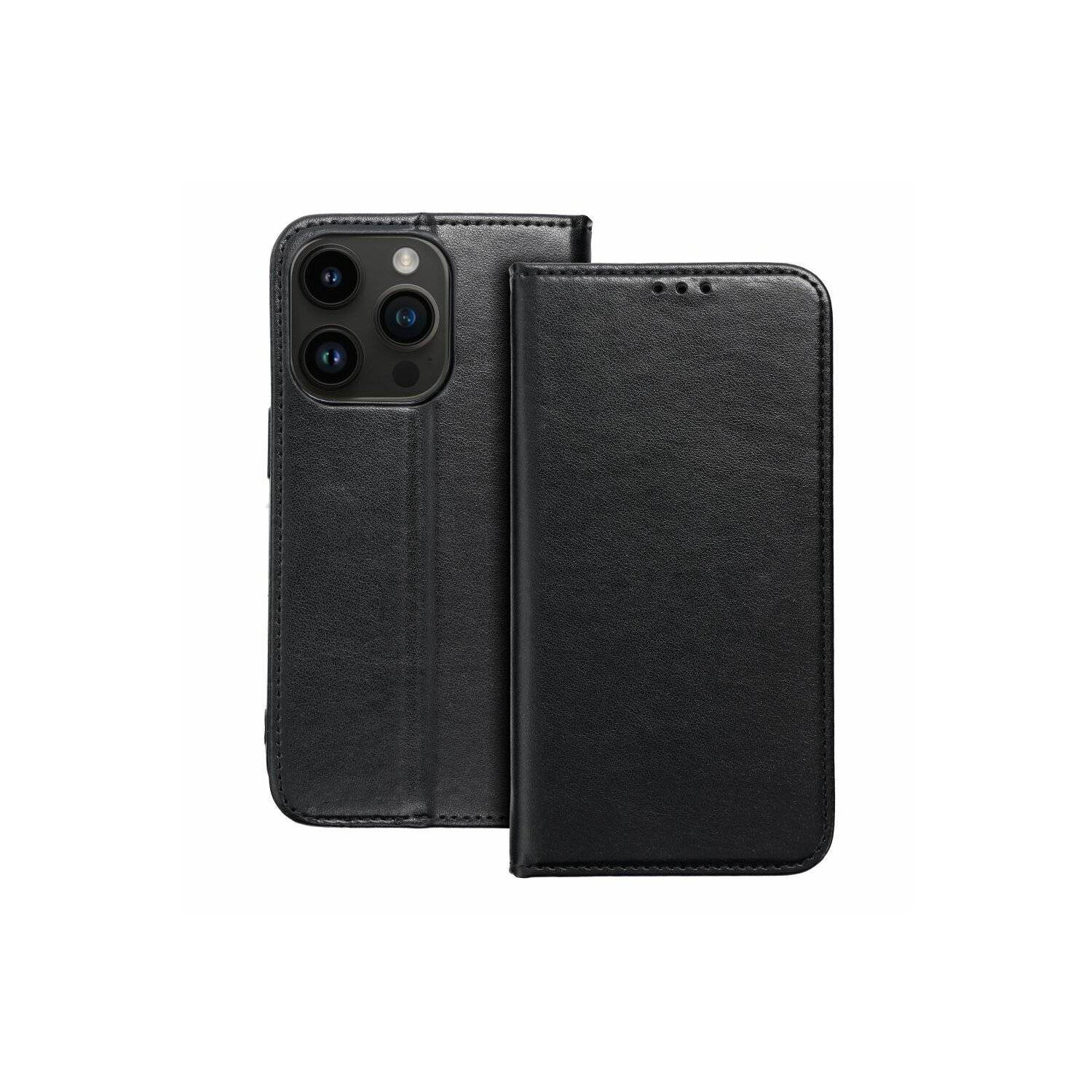 Smart Magneto Hülle Magnet Standfunktion kompatibel mit Motorola Moto G54 schwarz