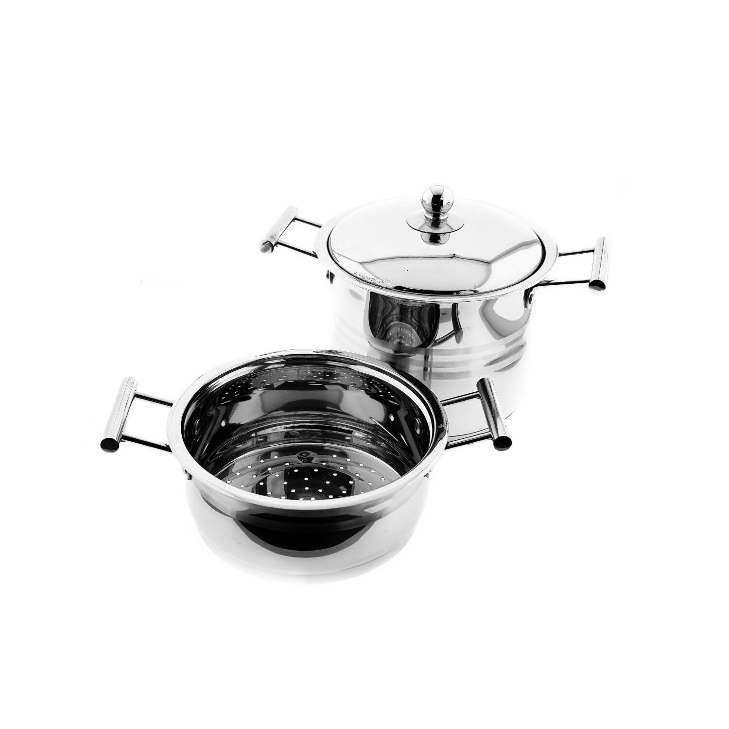 Sunay Couscous Pot aus Edelstahl Kochtopf mit Siebeinsatz in Silber 12L