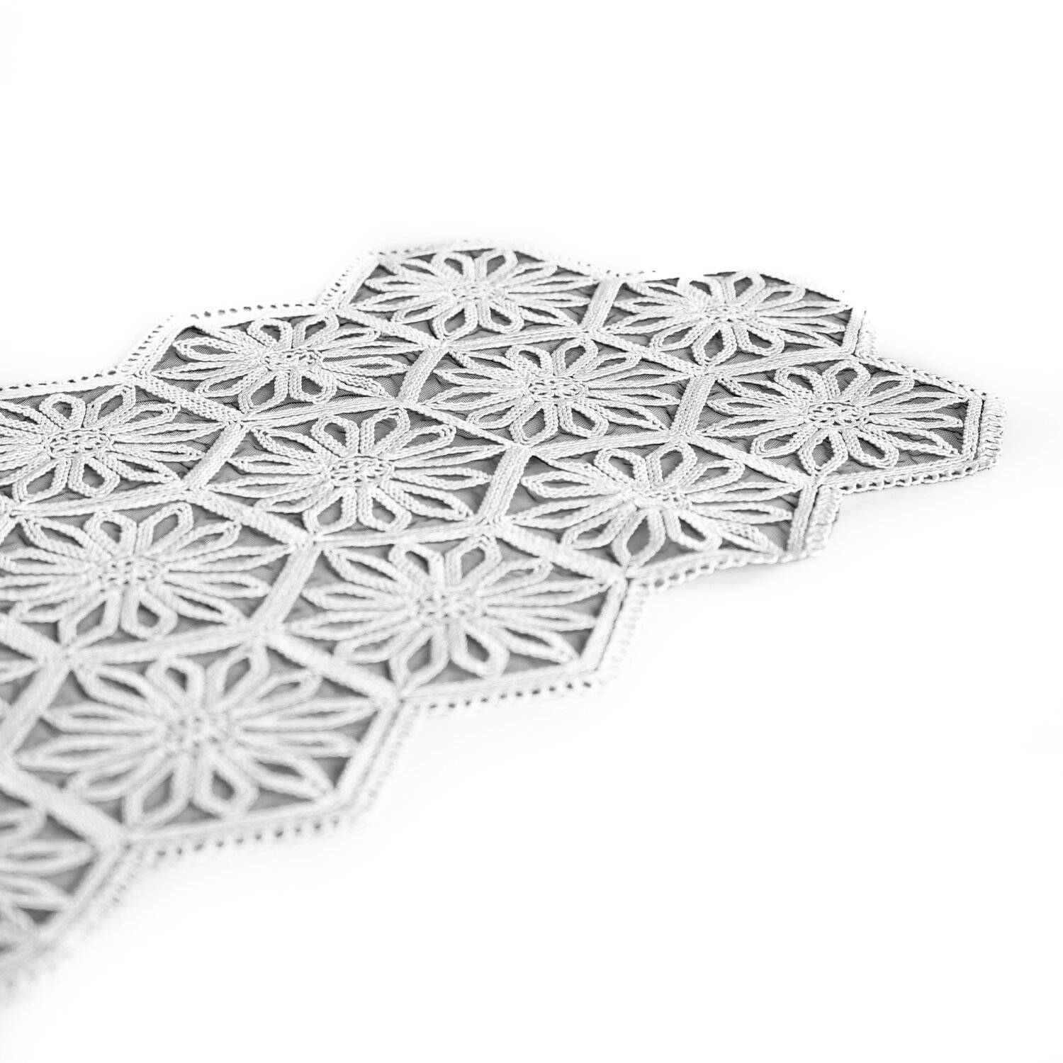 Almina Exclusive Tischwäsche Tischläufer ca. 40x140 cm mit Blumen bestickt Weiß